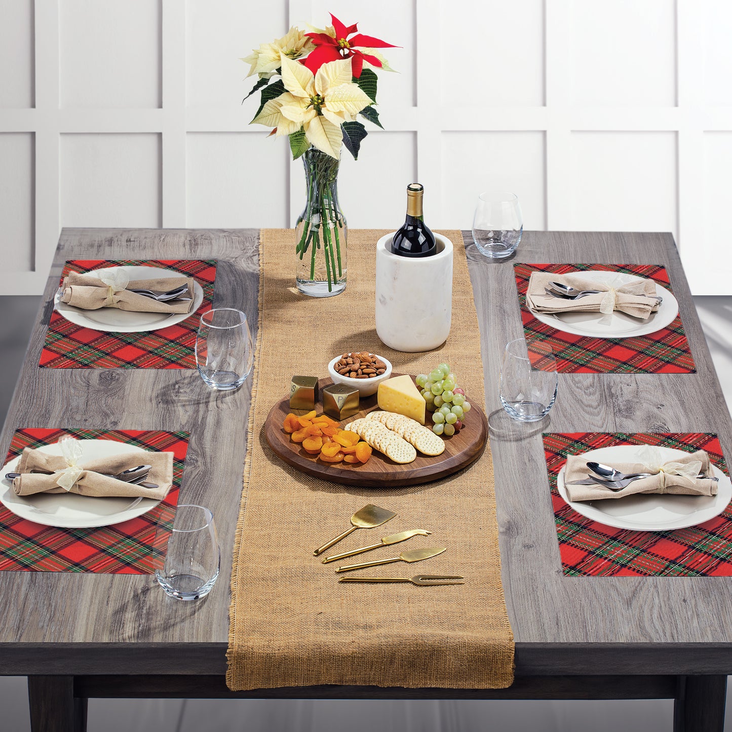 CounterArt Christmas Plaid 24 Premium Paper Placemats in Resealable Poly-Bag Made in The USA
