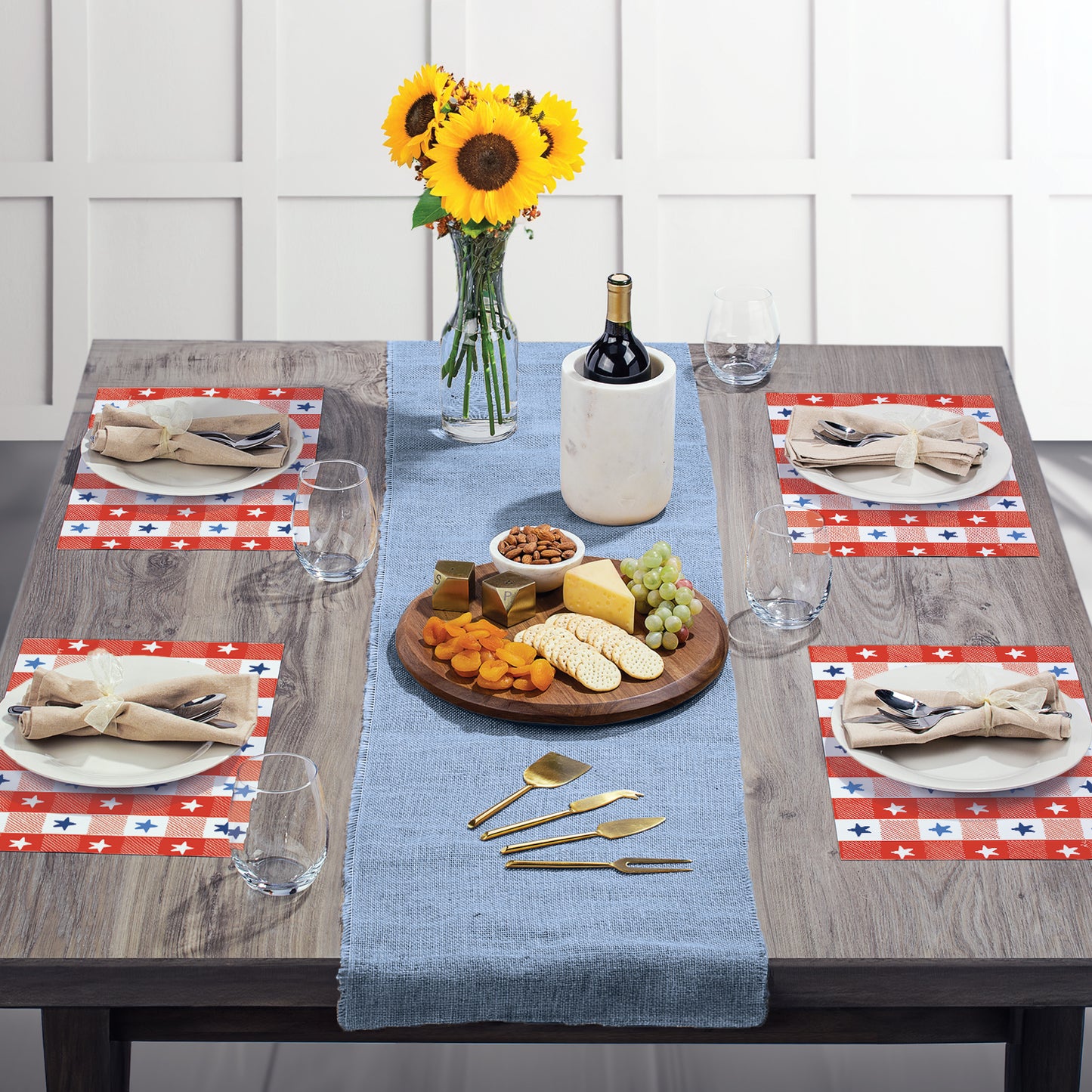 CounterArt Patriotic Picnic 24 Premium Paper Placemats in Resealable Storage Bag Made in The USA