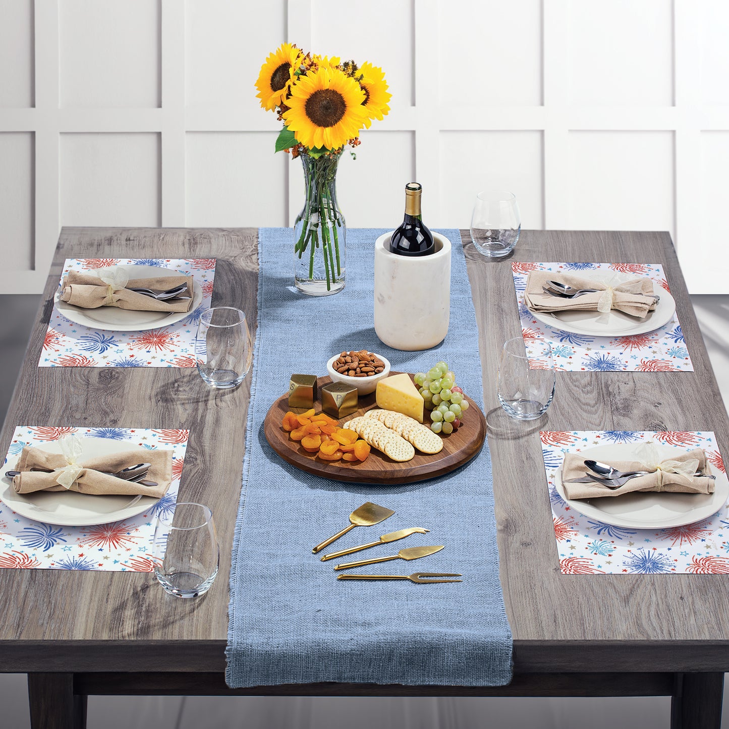 CounterArt Star Spangled 24 Premium Paper Placemats in Resealable Storage Bag Made in The USA