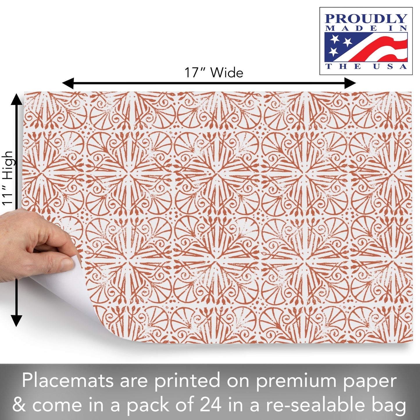 CounterArt Mohave Light 24 Premium Paper Placemats in Resealable Poly-Bag Made in The USA 17" x 11"