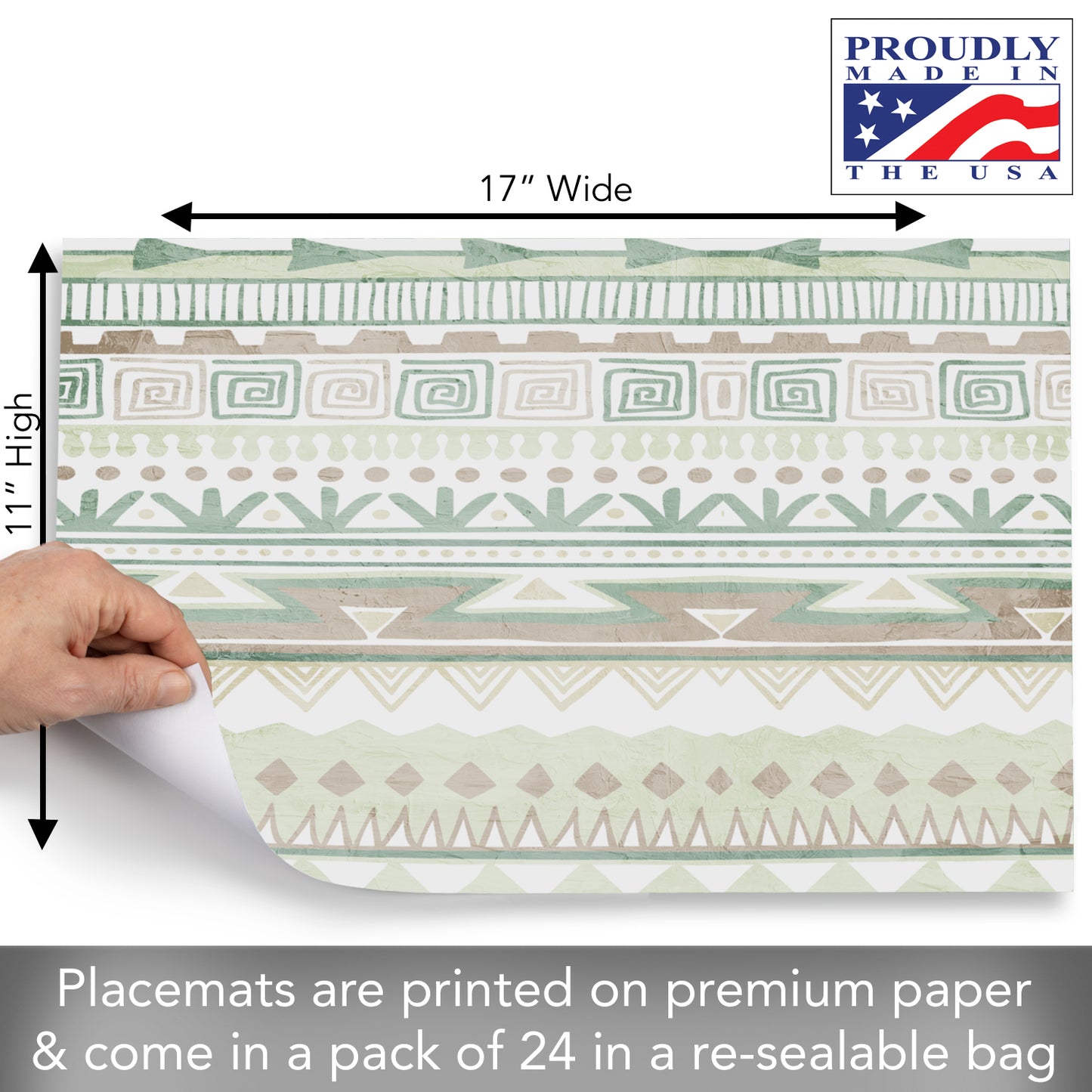 CounterArt Southwest Watercolor 24 Premium Paper Placemats Made in The USA 17" x 11"