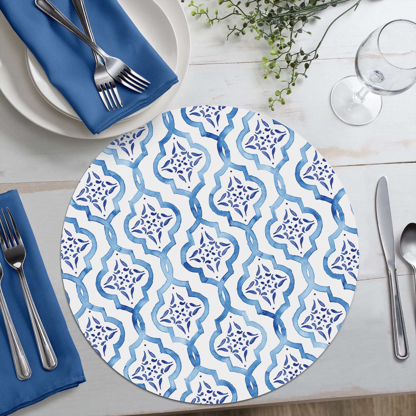 CounterArt Lovely Lemons 4 Pack Round Reversible Easy Care Placemats Made in the USA