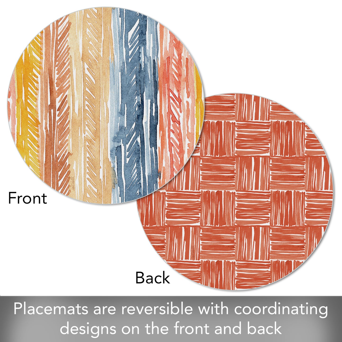 CounterArt Pattern Flair 4 Pack Round Reversible Easy Care Flexible Placemats Made in the USA