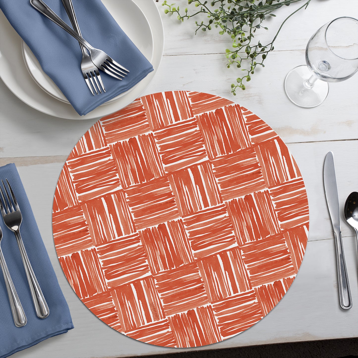 CounterArt Pattern Flair 4 Pack Round Reversible Easy Care Flexible Placemats Made in the USA