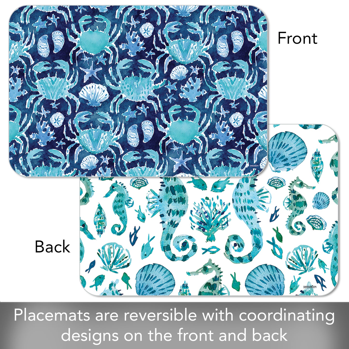 CounterArt Ocean Fantasy 4 Pack Reversible Easy Care Flexible Placemats Made in the USA