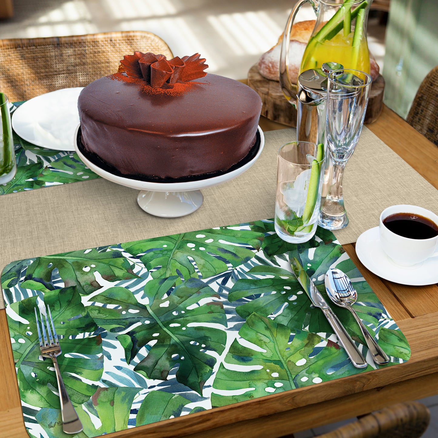 CounterArt Palms 4 Pack Reversible Easy Care Flexible Placemats Made in the USA