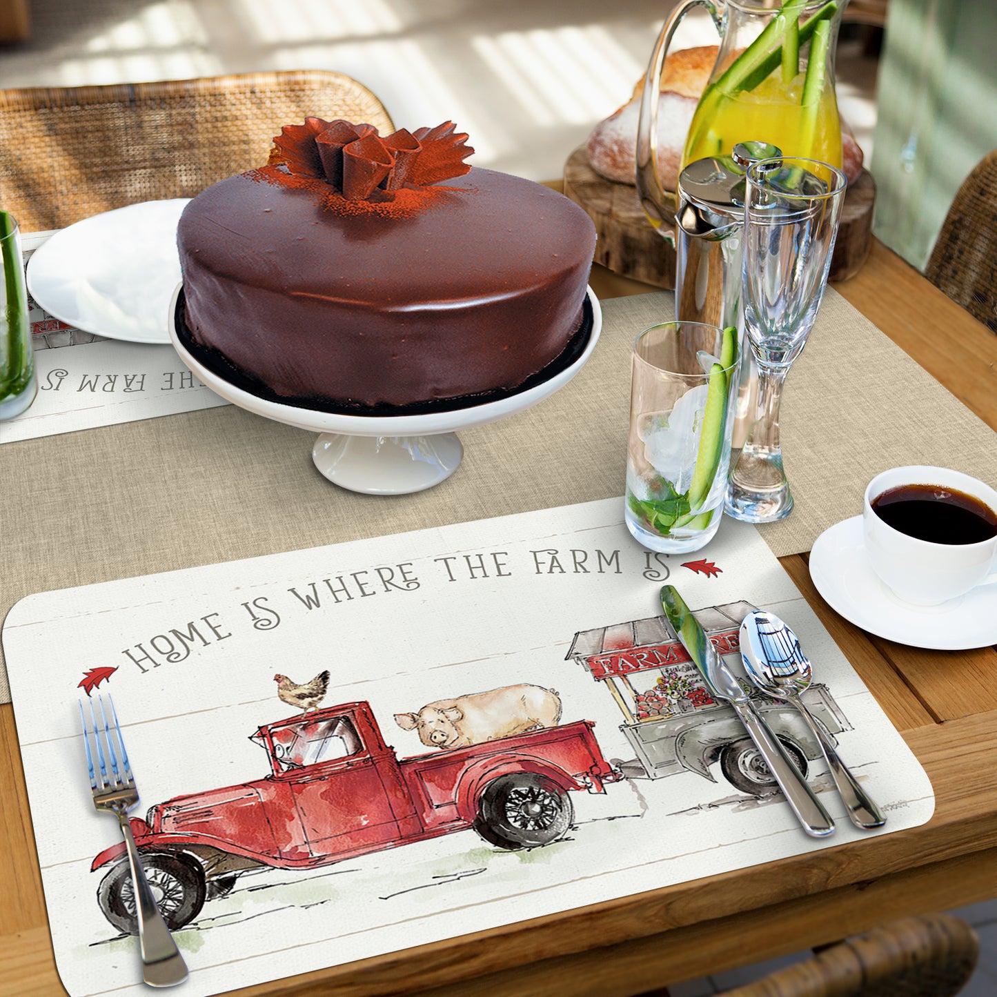 CounterArt Country Life Farm 4 Pack Reversible Easy Care Flexible Placemats Made in the USA