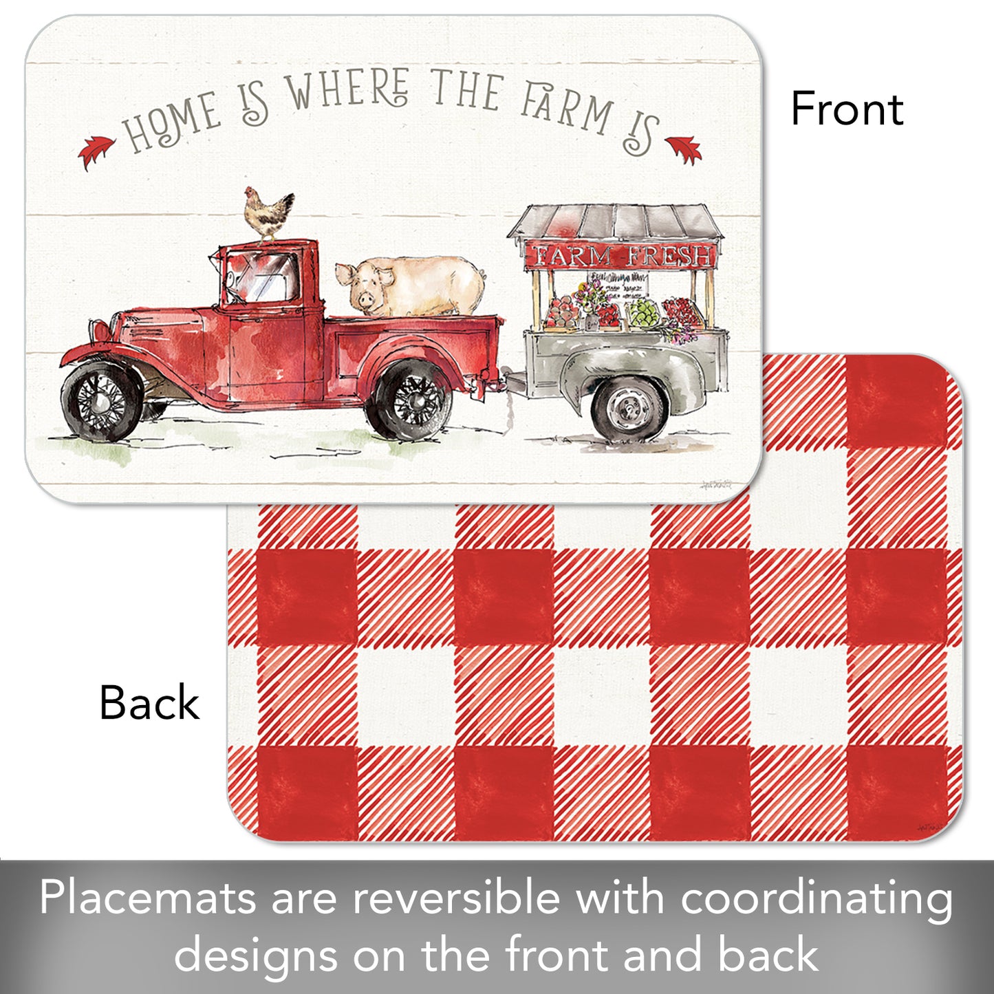 CounterArt Country Life Farm 4 Pack Reversible Easy Care Flexible Placemats Made in the USA