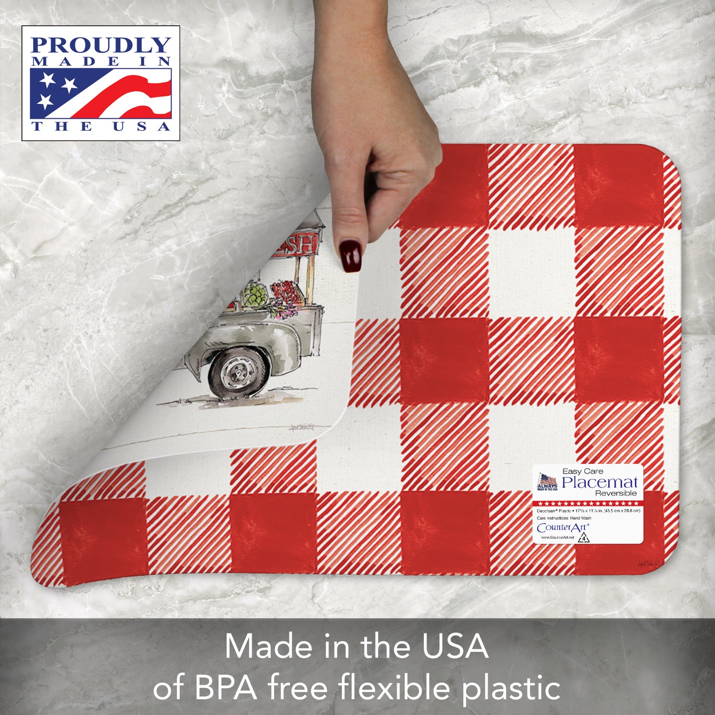 CounterArt Country Life Farm 4 Pack Reversible Easy Care Flexible Placemats Made in the USA