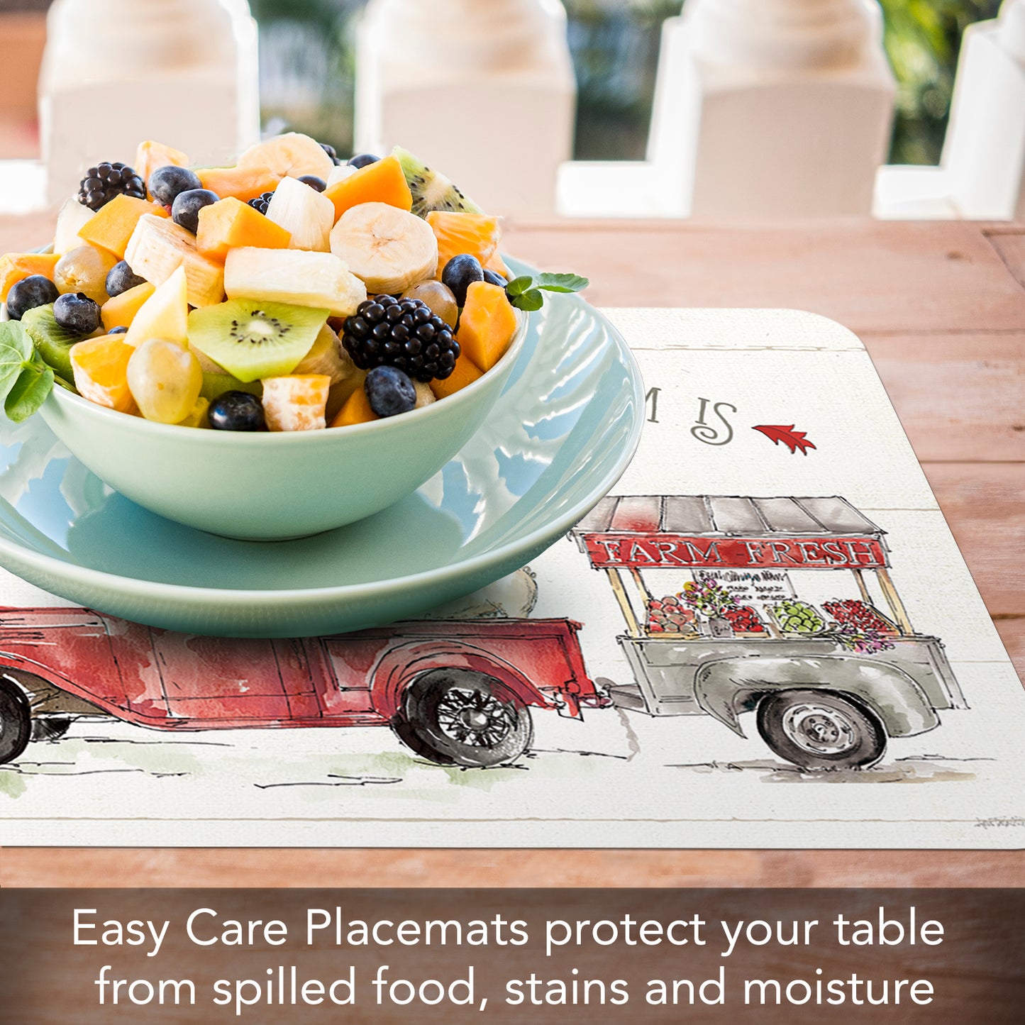 CounterArt Country Life Farm 4 Pack Reversible Easy Care Flexible Placemats Made in the USA