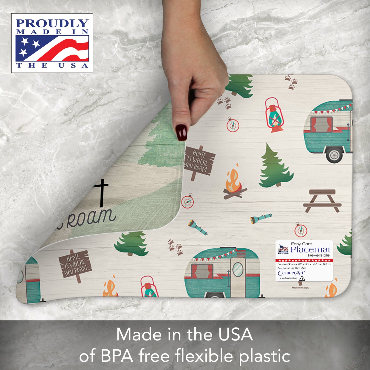 Counterart Where You Roam 4 Pack Reversible Easy Care Flexible Placemats Made in the USA