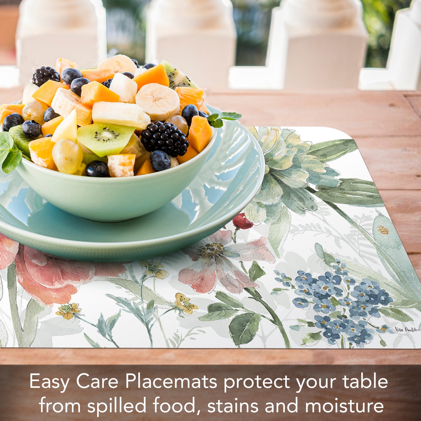 CounterArt Spring Meadow 4 Pack Reversible Easy Care Flexible Placemats Made in the USA