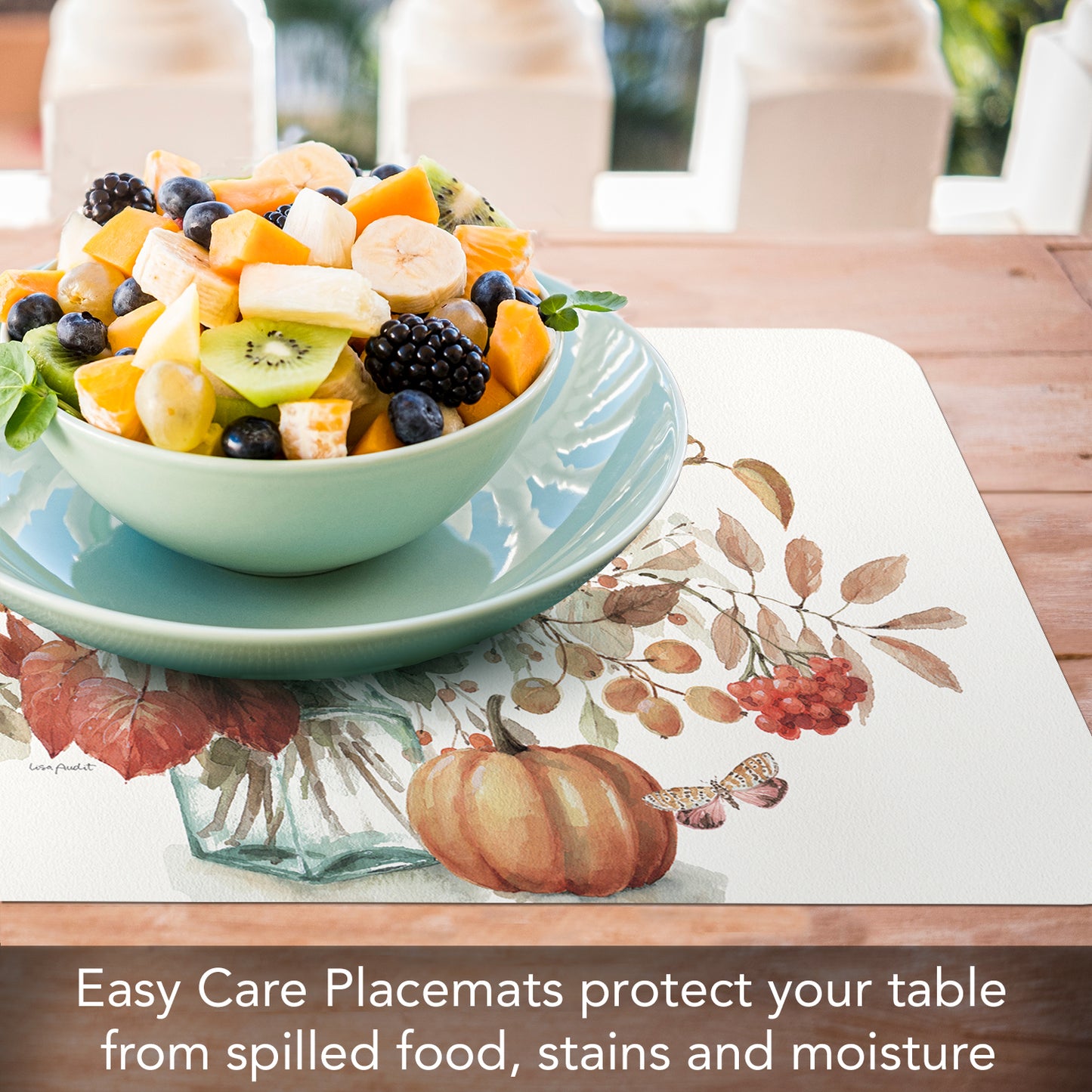 CounterArt Autumn in Nature 4 Pack Reversible Easy Care Placemats Made in the USA