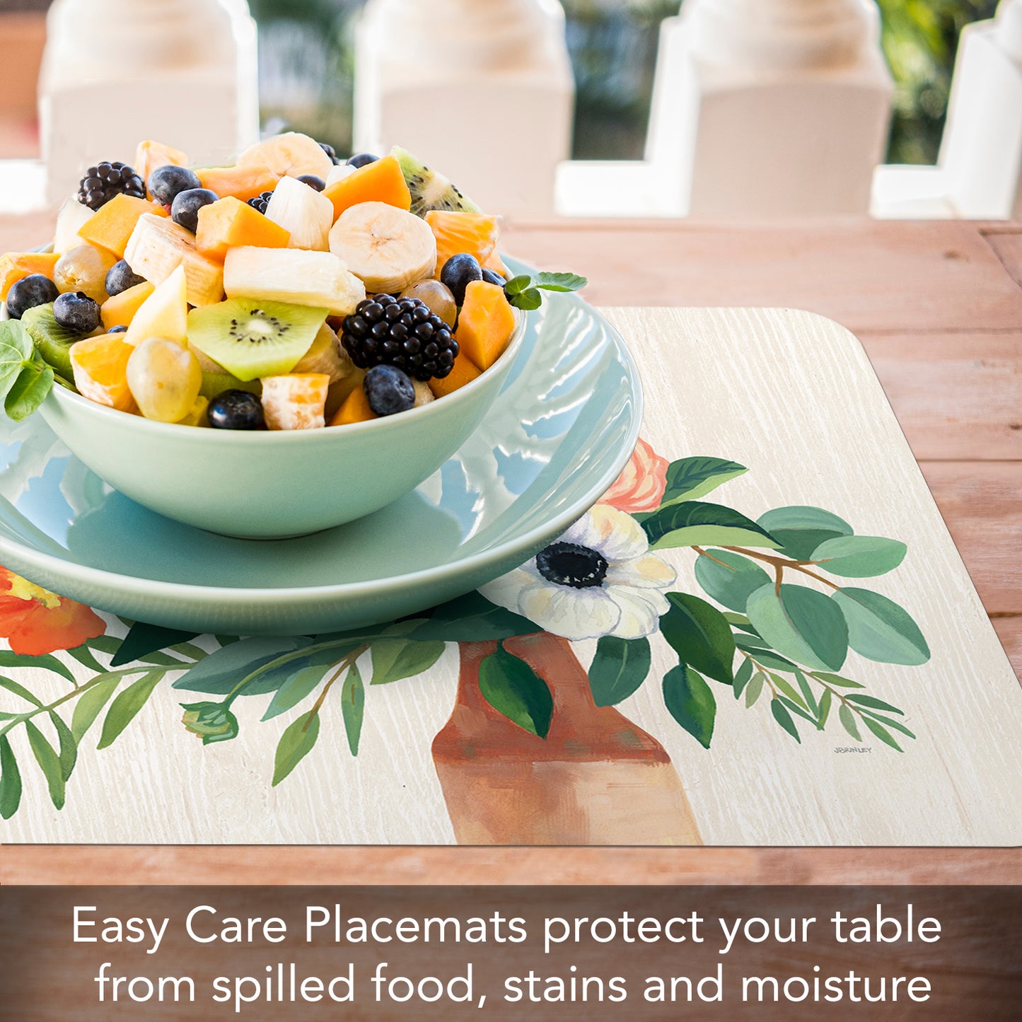 CounterArt Fresh Poppies 4 Pack Reversible Easy Care Flexible Placemats Made in the USA