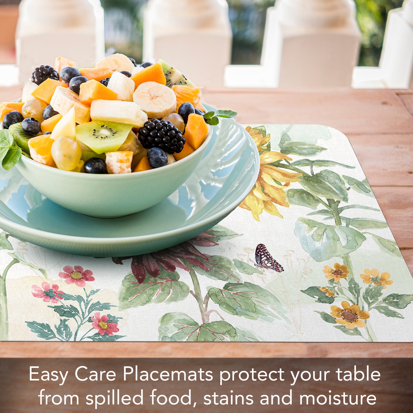 CounterArt Sunflower Splendor 4 Pack Reversible Easy Care Flexible Placemats Made in the USA