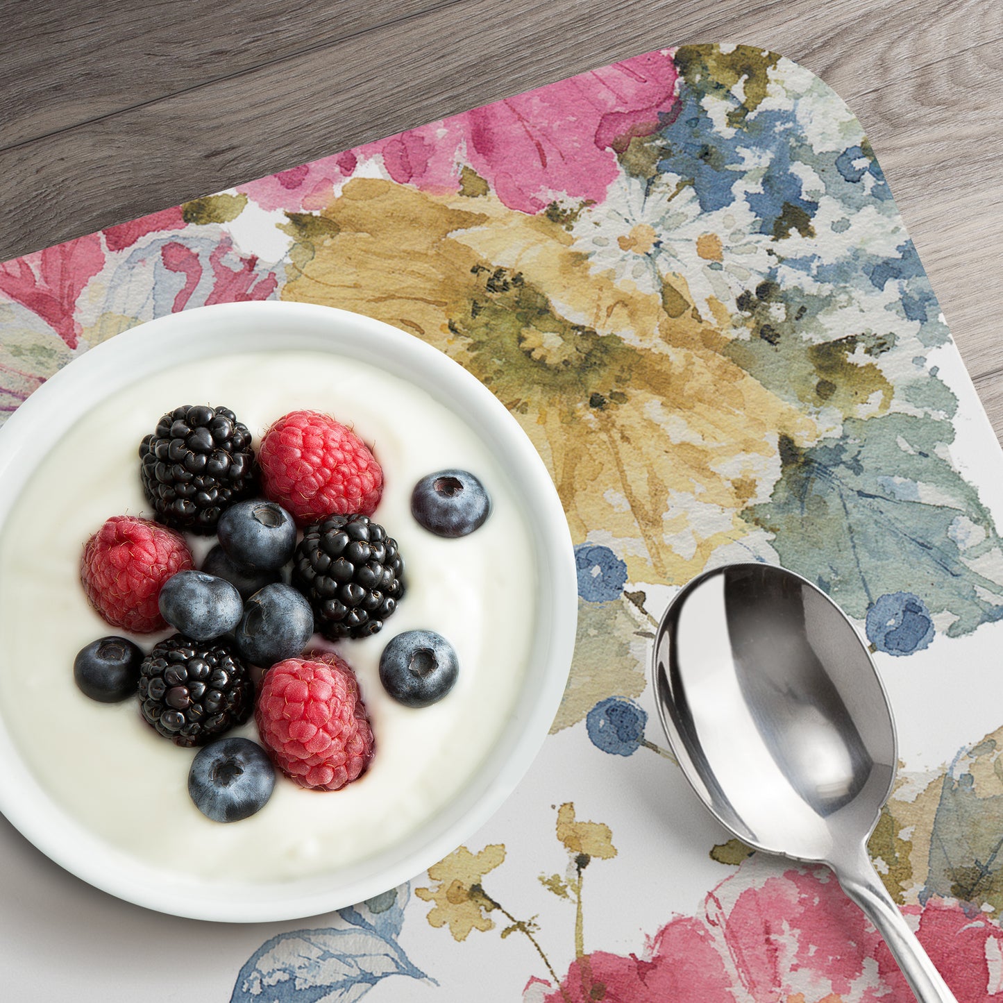 CounterArt Summer Garden 4 Pack Reversible Easy Care Flexible Placemats Made in the USA