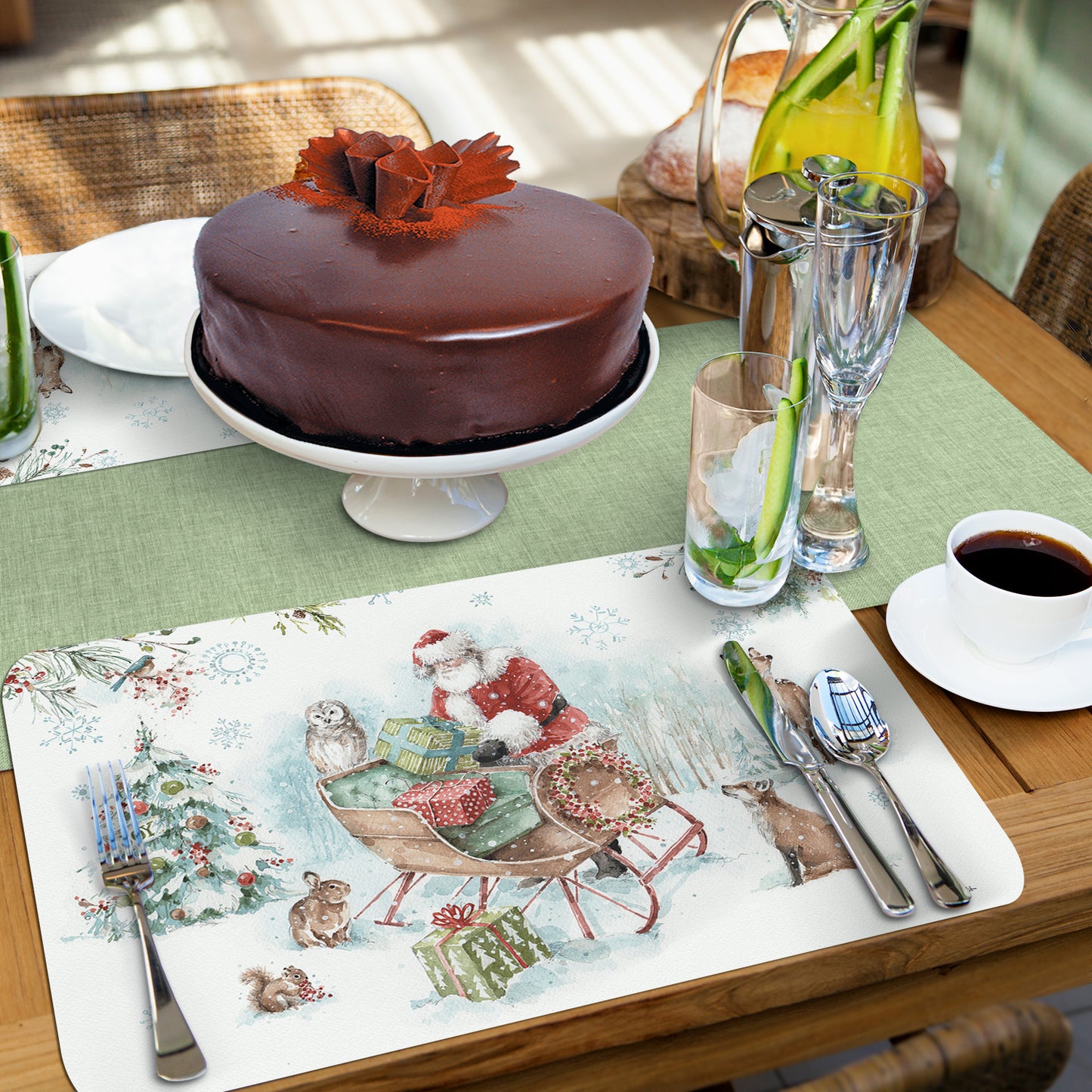 CounterArt Magical Holidays 4 Pack Reversible Easy Care Placemats Made in the USA