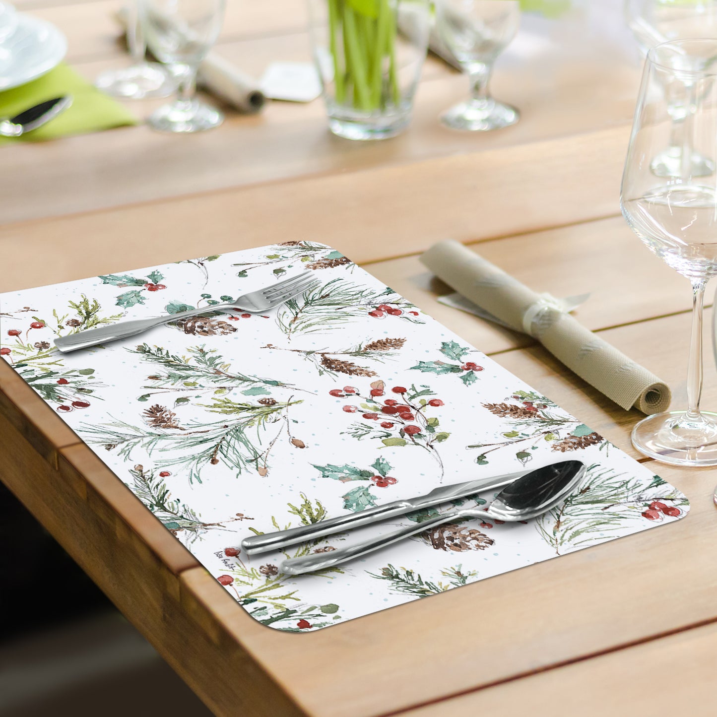 CounterArt Magical Holidays 4 Pack Reversible Easy Care Placemats Made in the USA