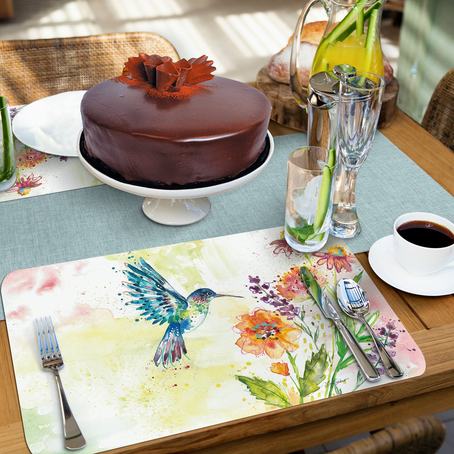 CounterArt Fanciful Flight 4 Pack Reversible Easy Care Flexible Plastic Placemats Made in The USA BPA Free Easily Wipes Clean