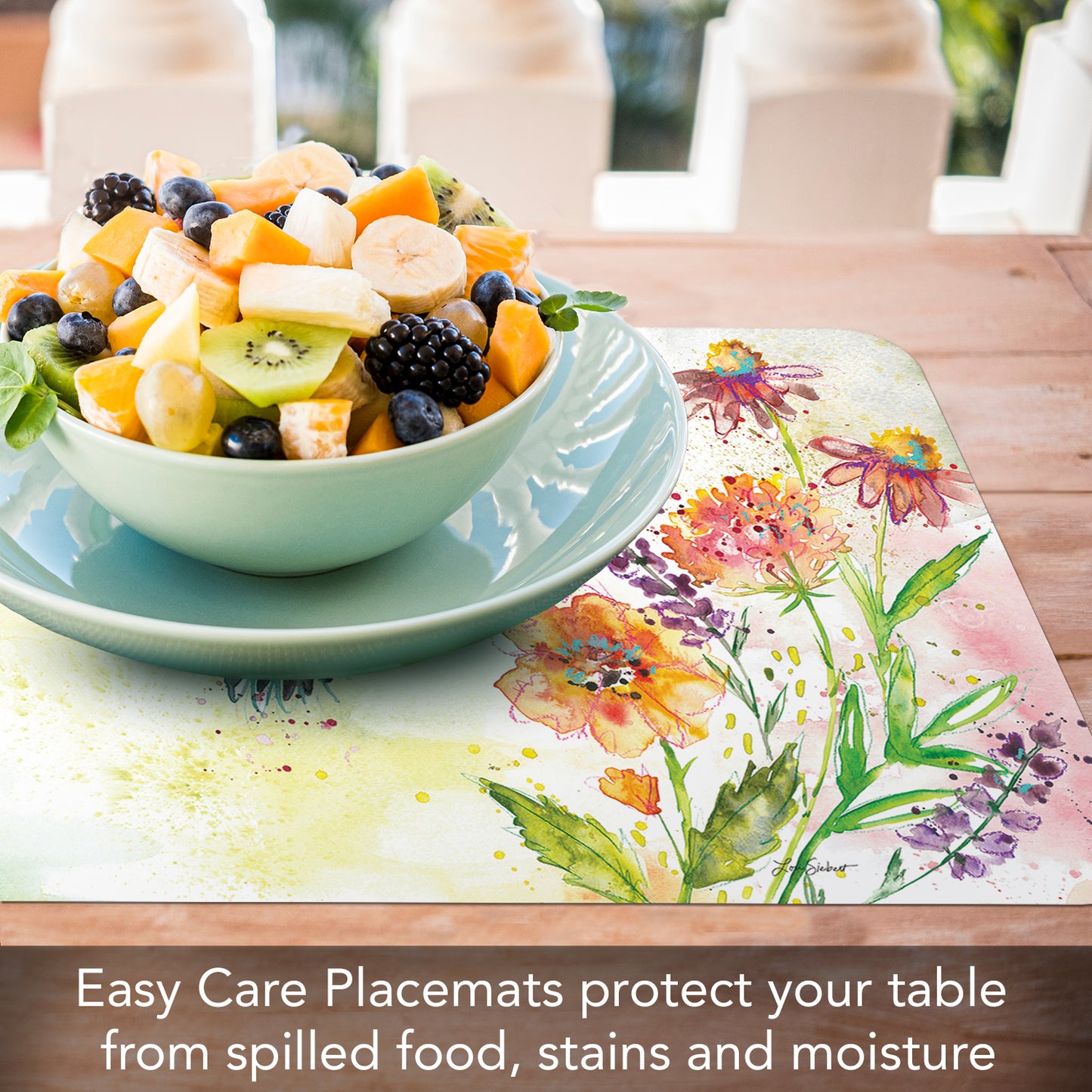 CounterArt Fanciful Flight 4 Pack Reversible Easy Care Flexible Plastic Placemats Made in The USA BPA Free Easily Wipes Clean