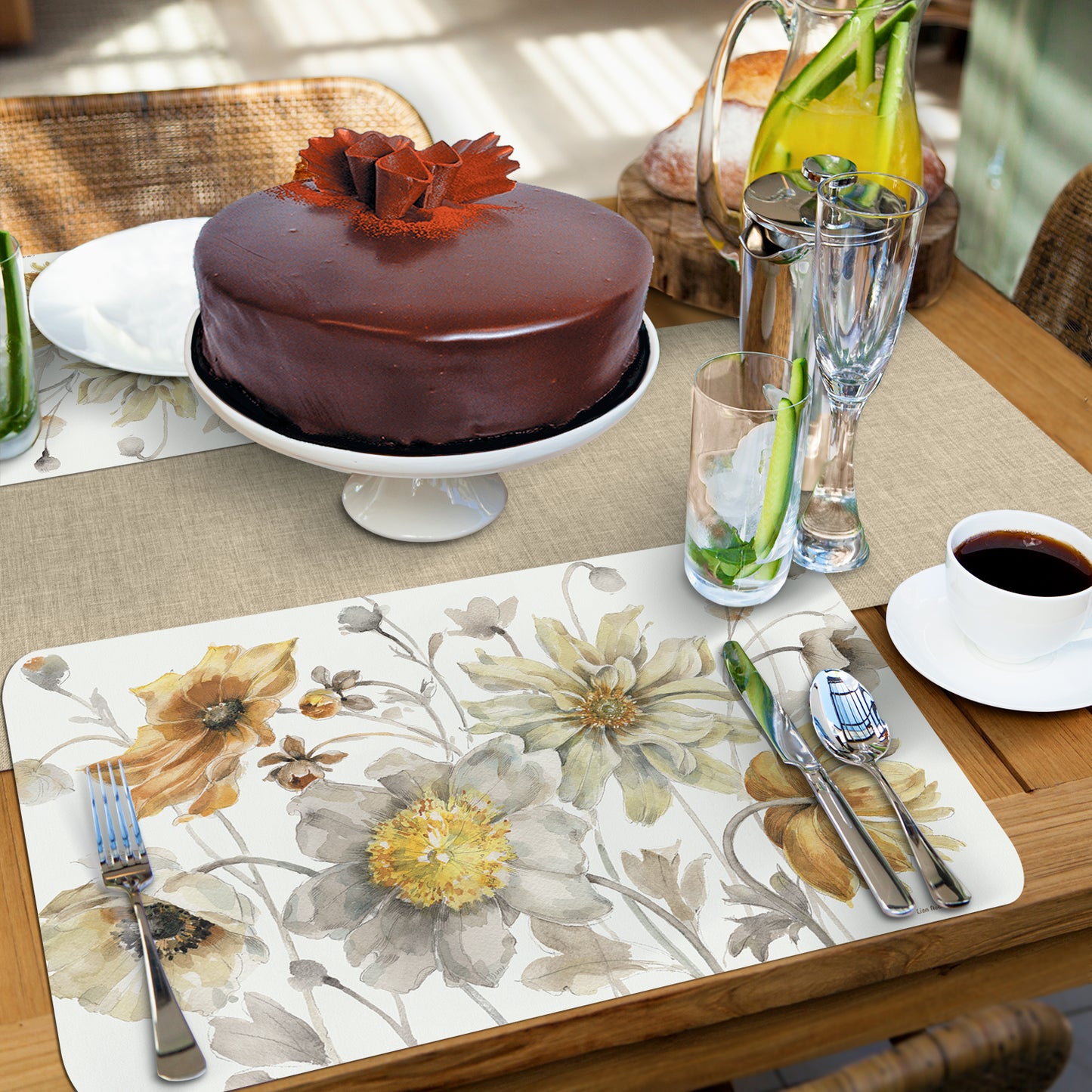 CounterArt Fields of Gold 4 Pack Reversible Easy Care Flexible Placemats Made in the USA
