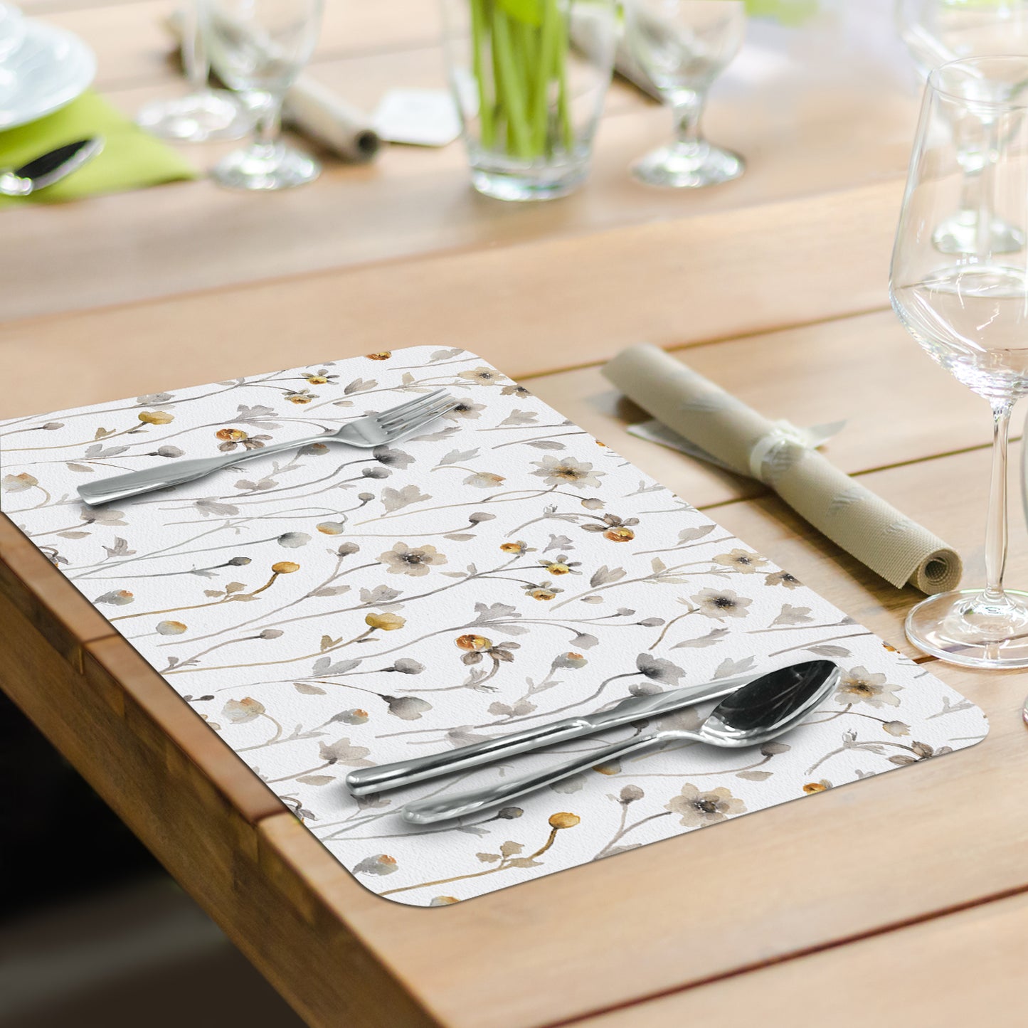 CounterArt Fields of Gold 4 Pack Reversible Easy Care Flexible Placemats Made in the USA