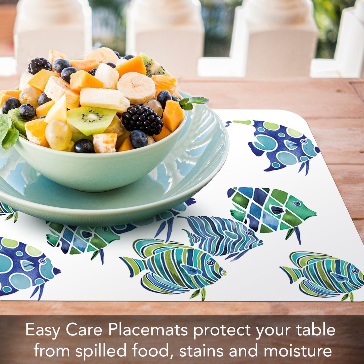 CounterArt Tahiti Fish 4 Pack Reversible Easy Care Flexible Placemats Made in the USA