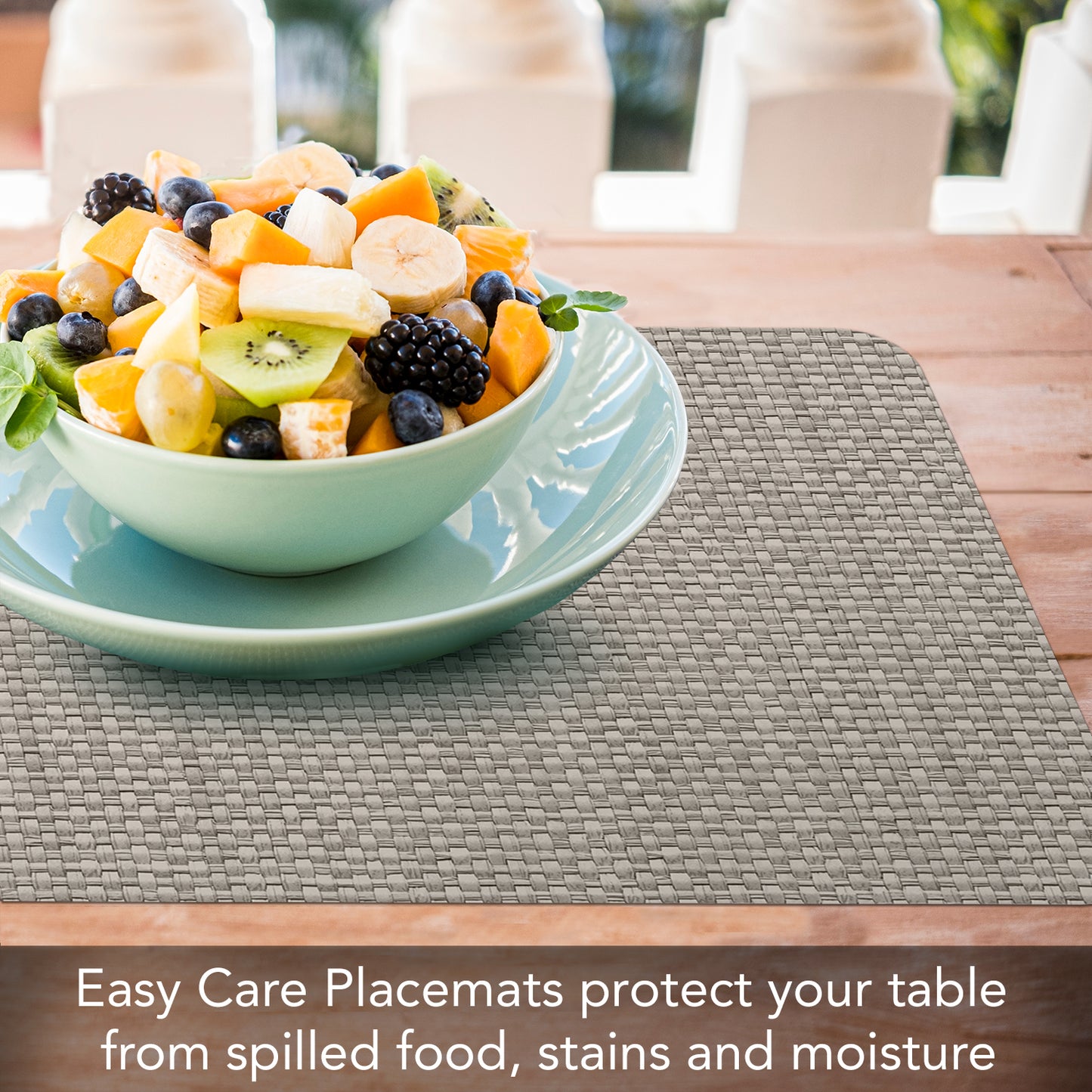 CounterArt Taupe Faux Basket Weave 4 Pack Reversible Easy Care Flexible Placemats Made in the USA