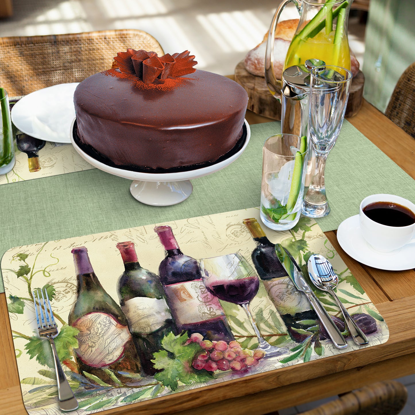 CounterArt Rustic Wine 4 Pack Reversible Easy Care Flexible Placemats Made in the USA