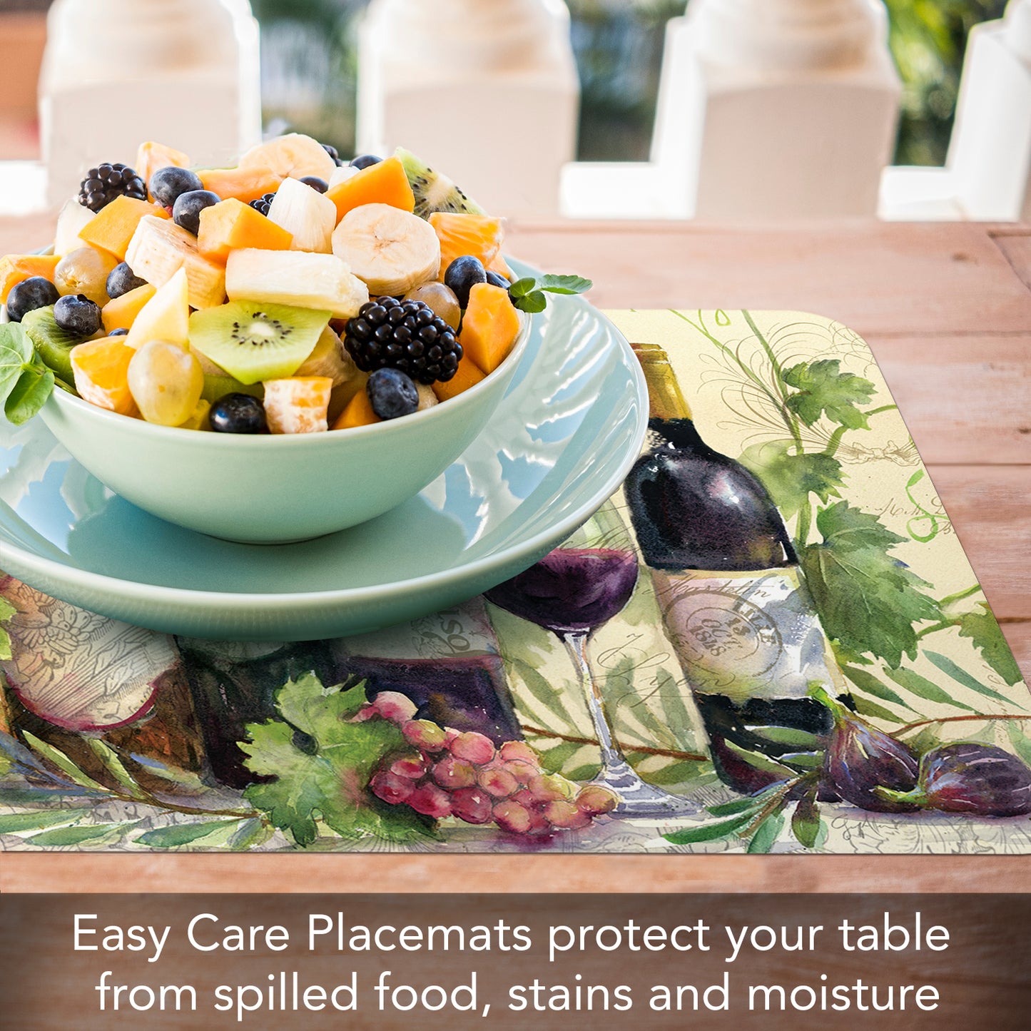 CounterArt Rustic Wine 4 Pack Reversible Easy Care Flexible Placemats Made in the USA