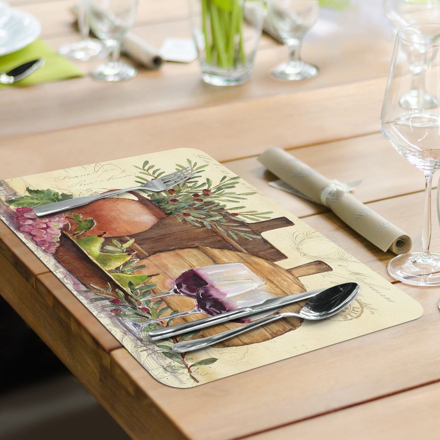 CounterArt Rustic Wine 4 Pack Reversible Easy Care Flexible Placemats Made in the USA