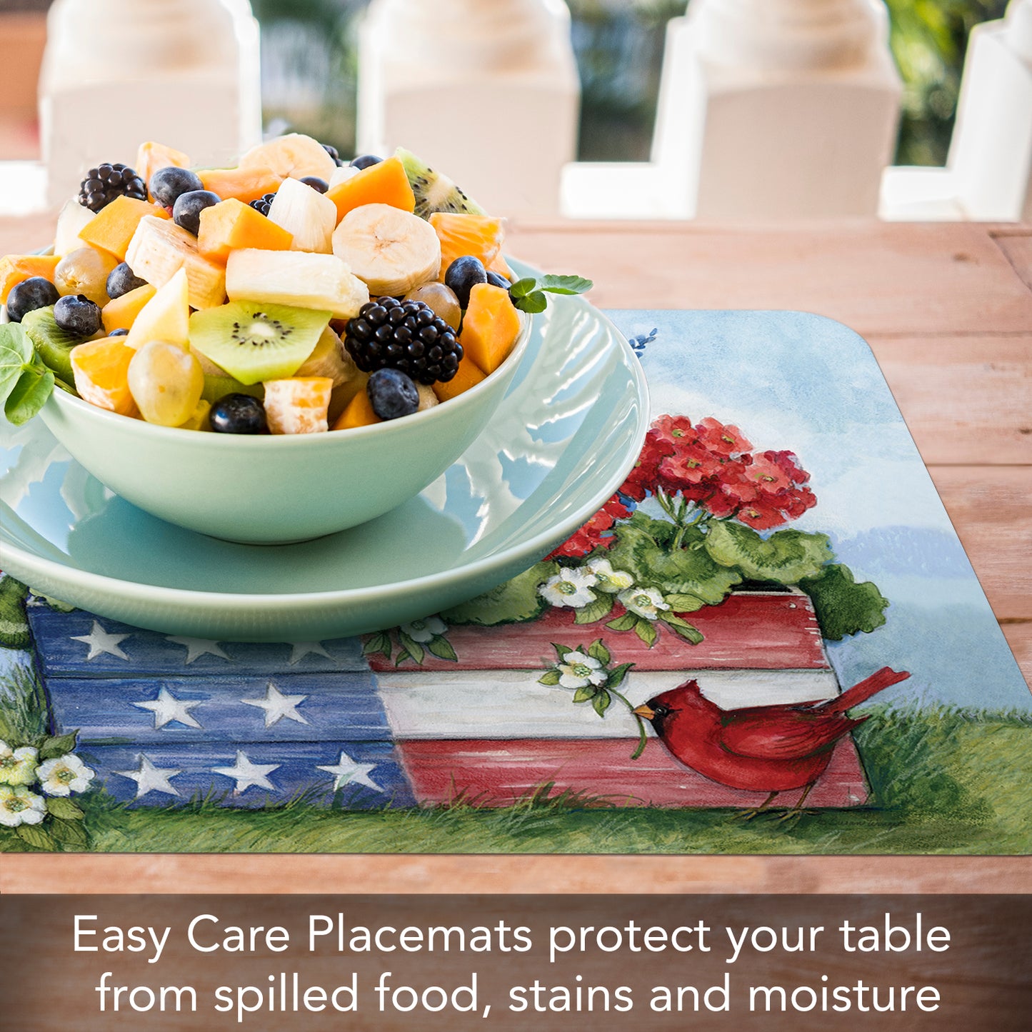 CounterArt Geranium Box 4 Pack Reversible Easy Care Flexible Placemats Made in the USA