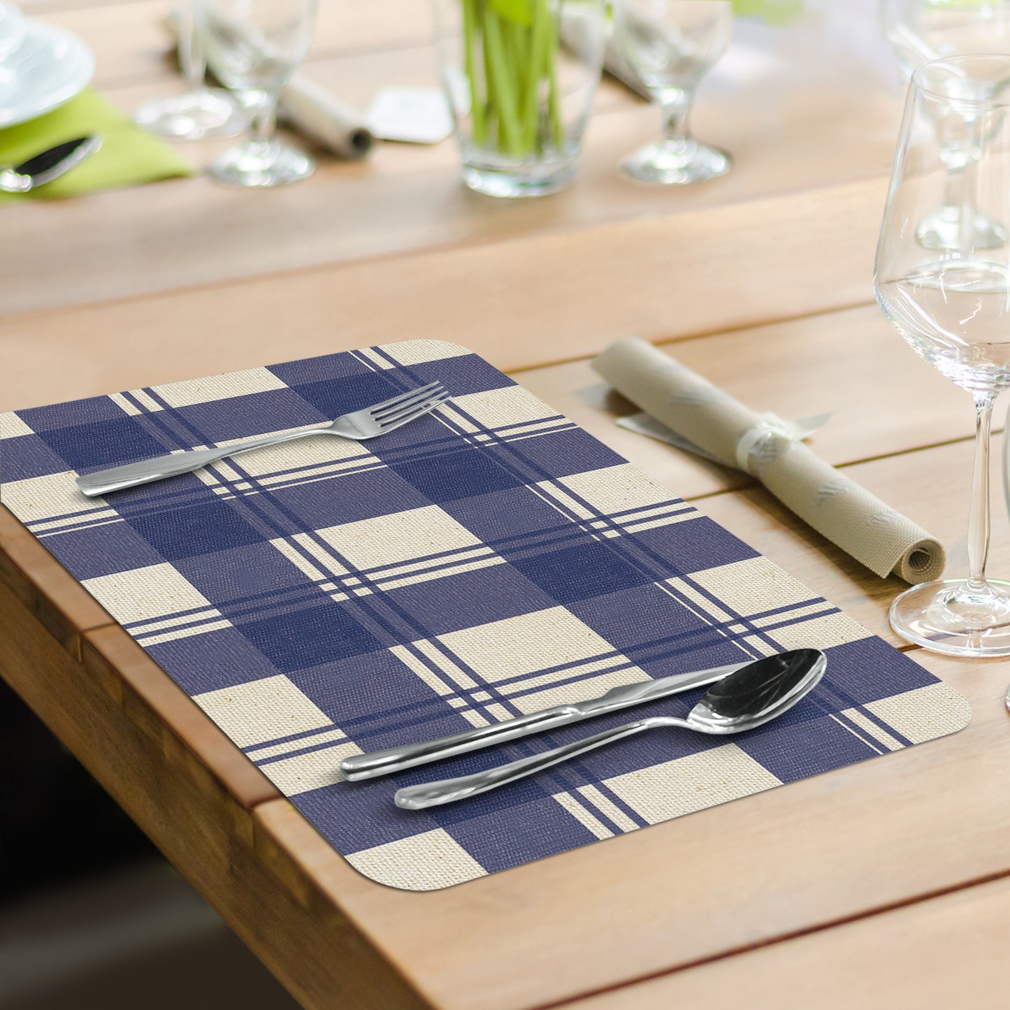 CounterArt Pumpkin Blues 4 Pack Reversible Easy Care Placemats Made in the USA