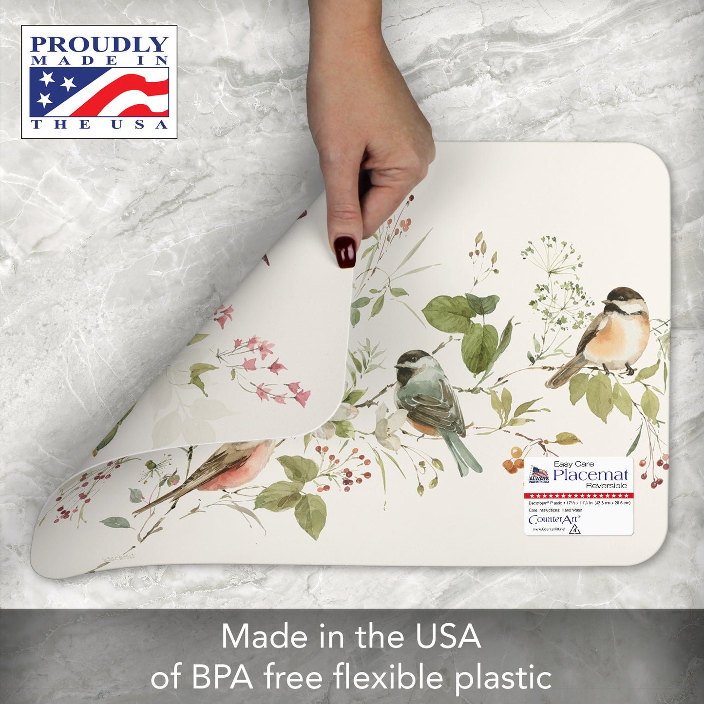 CounterArt Blessed by Nature 4 Pack Reversible Easy Care Flexible Placemats Made in the USA
