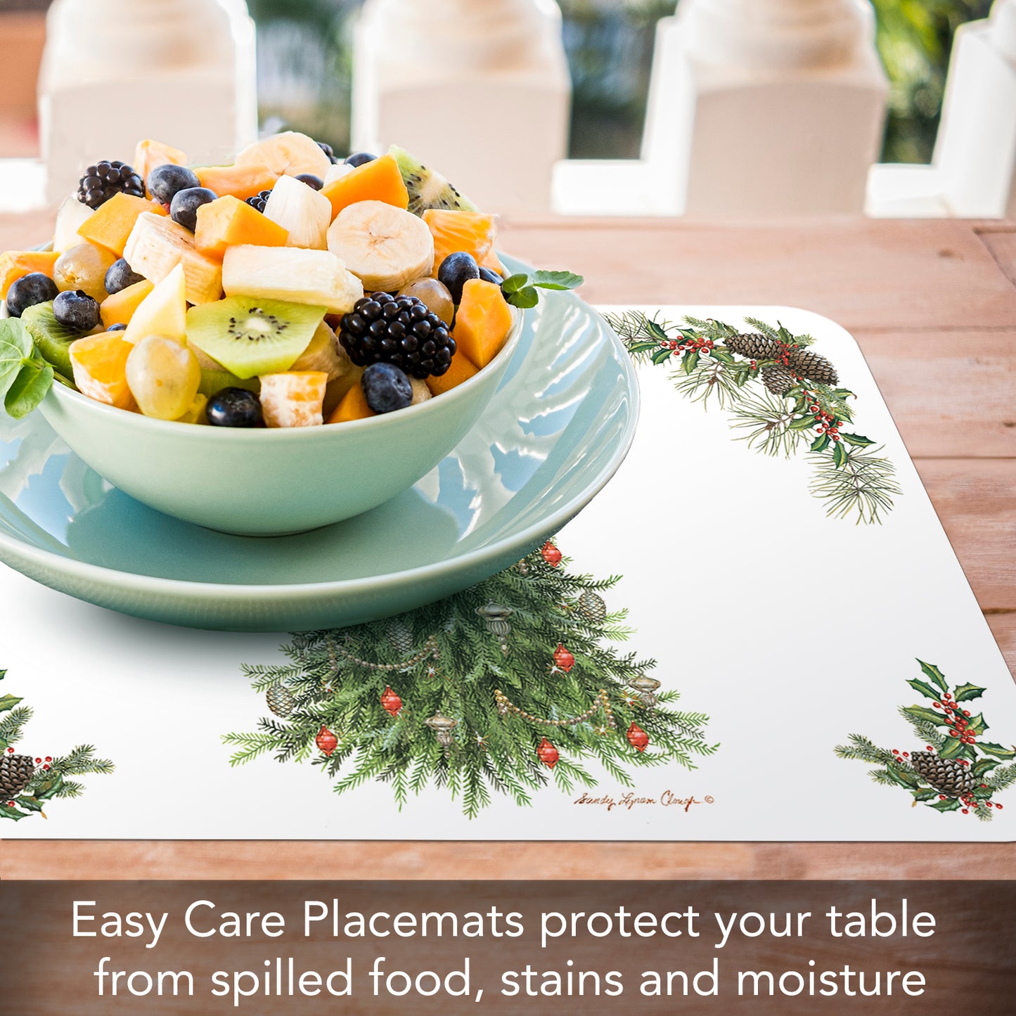 CounterArt O' Christmas Tree 4 Pack Reversible Easy Care Placemats Made in the USA