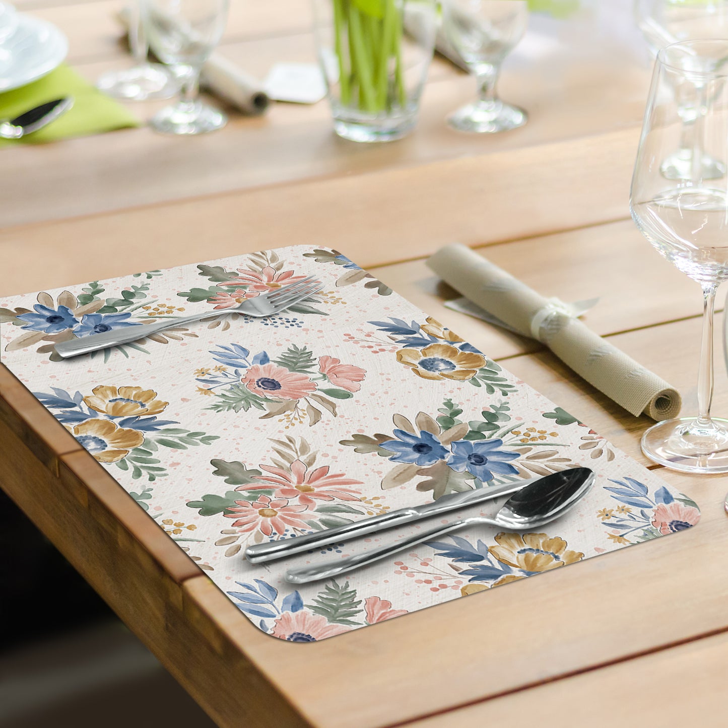 CounterArt Botanical Blends 4 Pack Reversible Easy Care Flexible Placemats Made in the USA