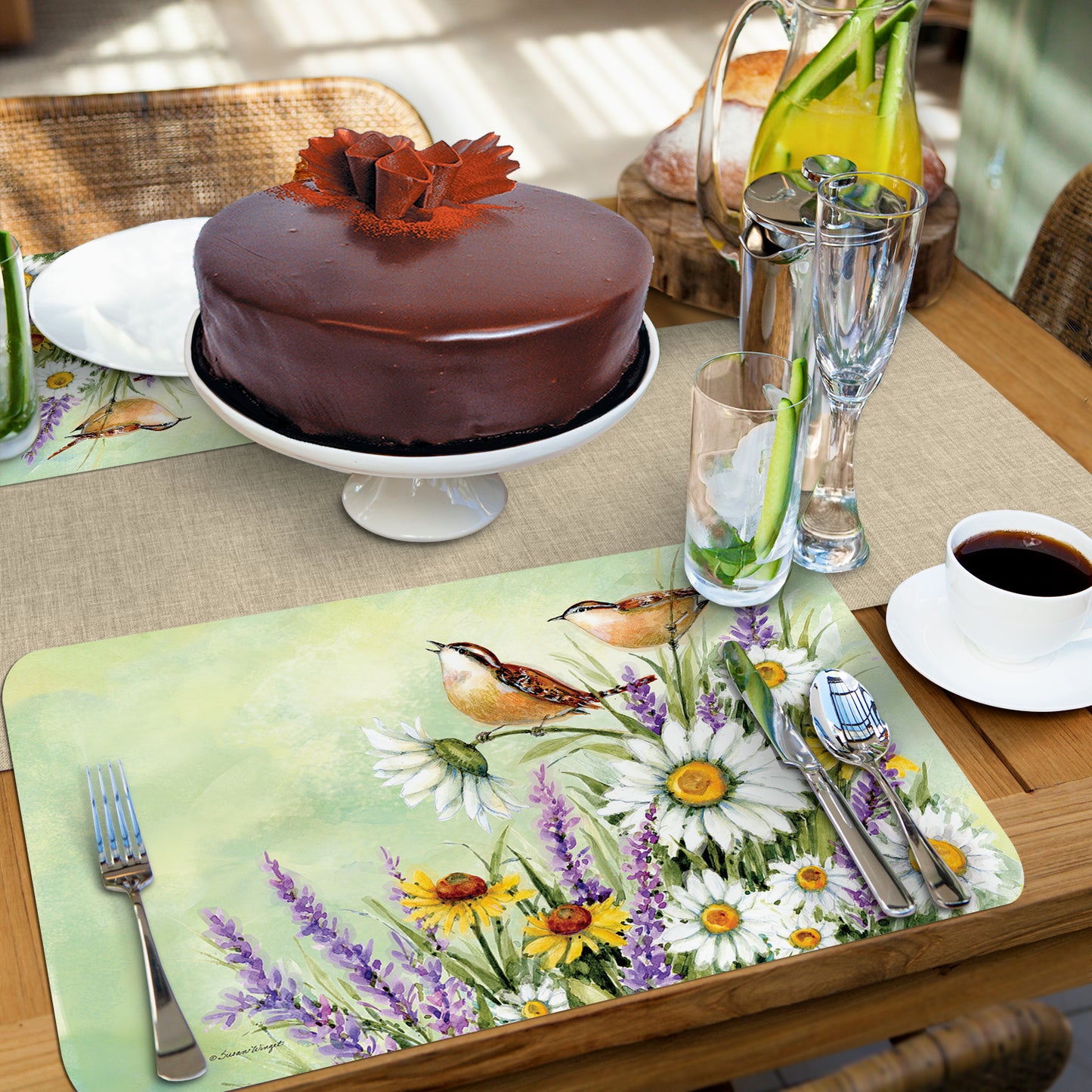CounterArt Graceful Nature 4 Pack Reversible Easy Care Flexible Placemats Made in The USA