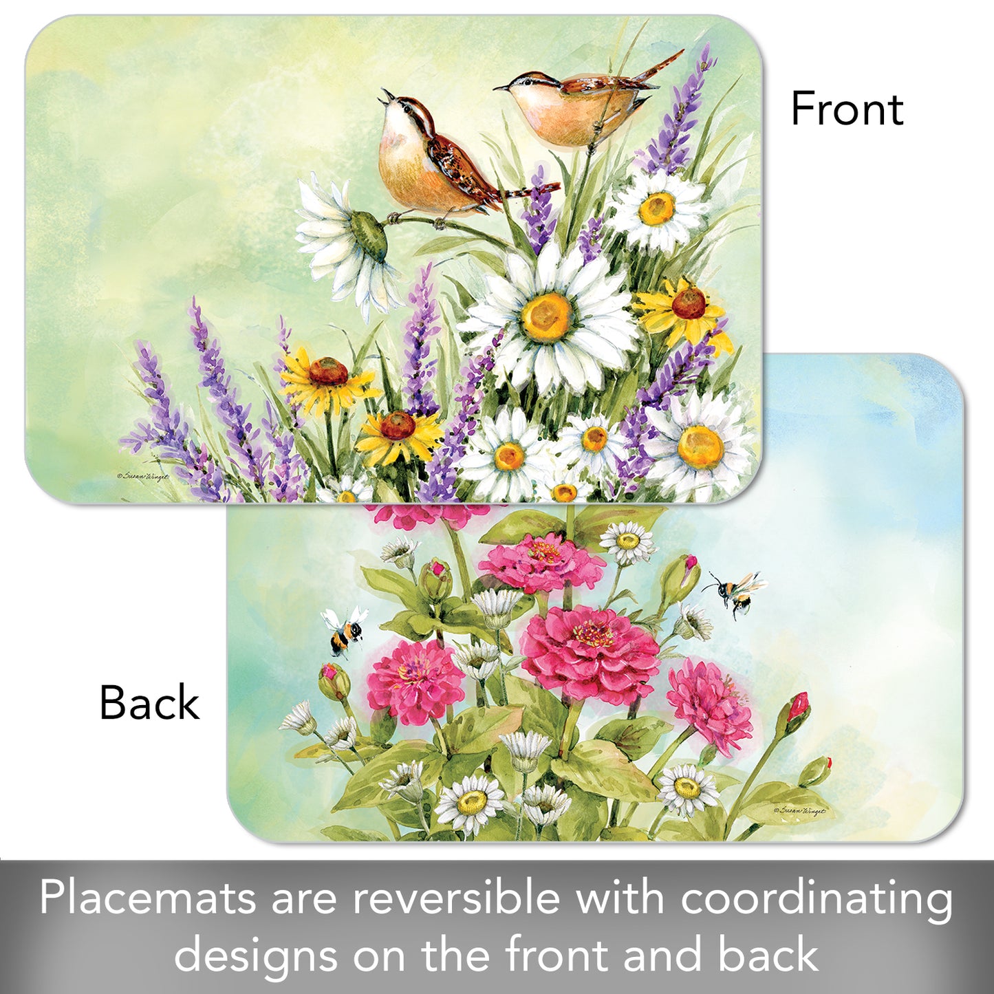 CounterArt Graceful Nature 4 Pack Reversible Easy Care Flexible Placemats Made in The USA