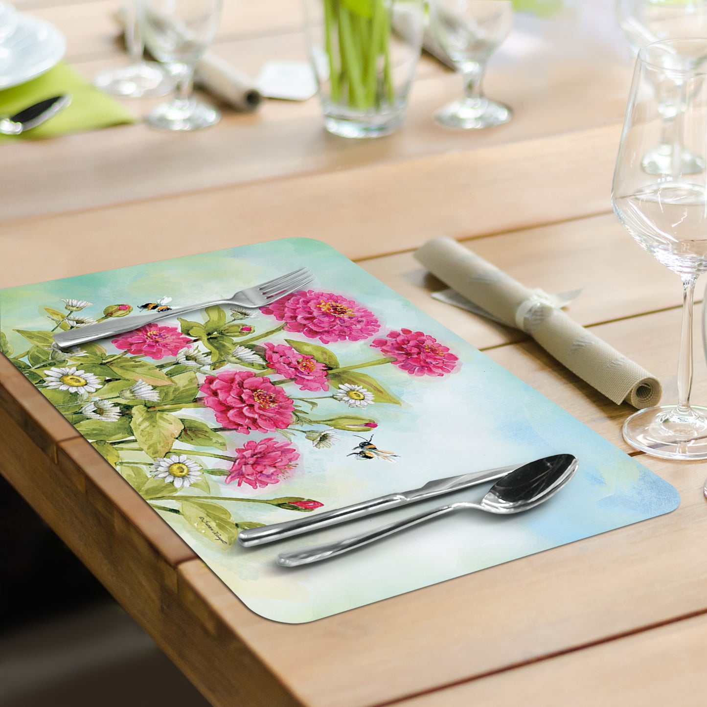 CounterArt Graceful Nature 4 Pack Reversible Easy Care Flexible Placemats Made in The USA