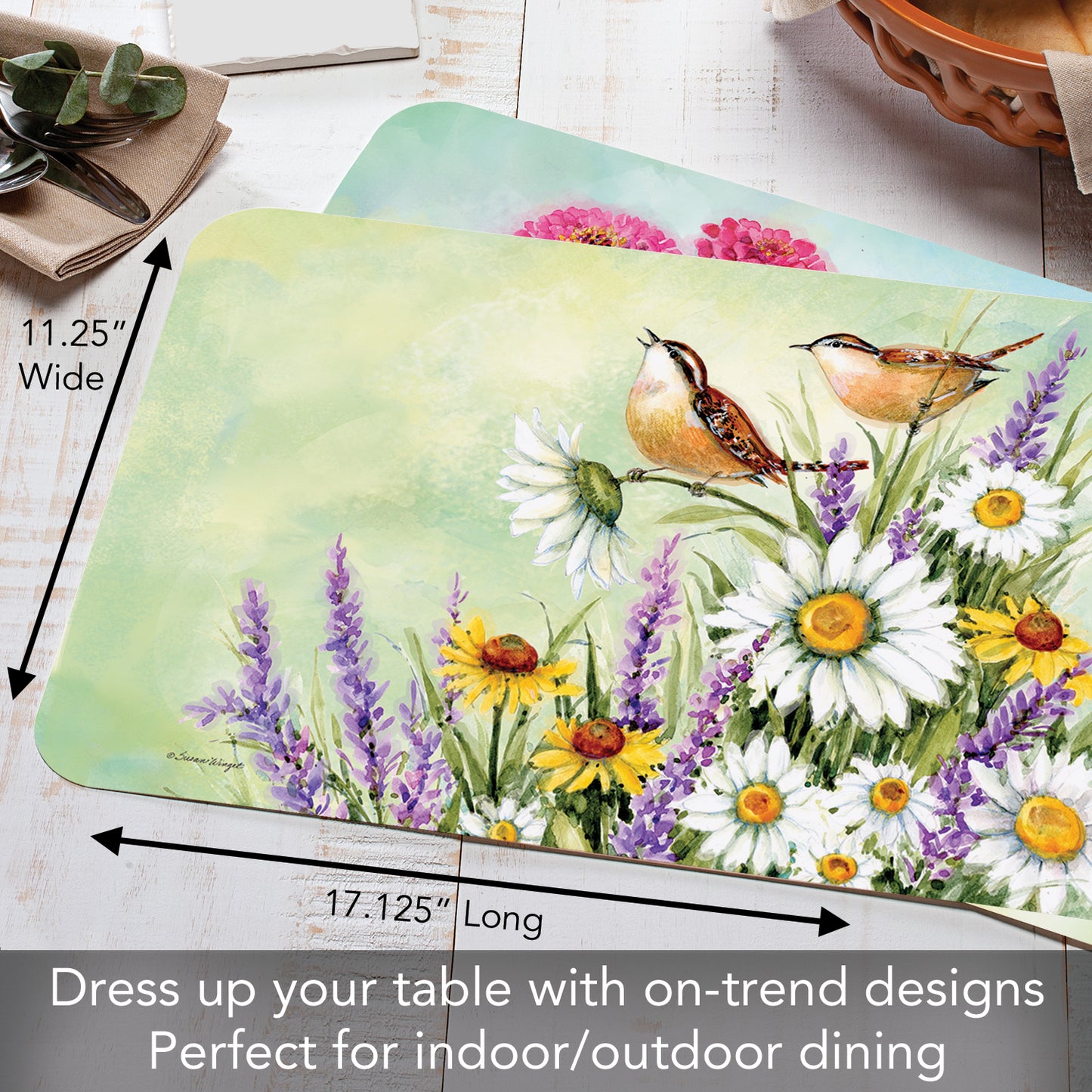 CounterArt Graceful Nature 4 Pack Reversible Easy Care Flexible Placemats Made in The USA