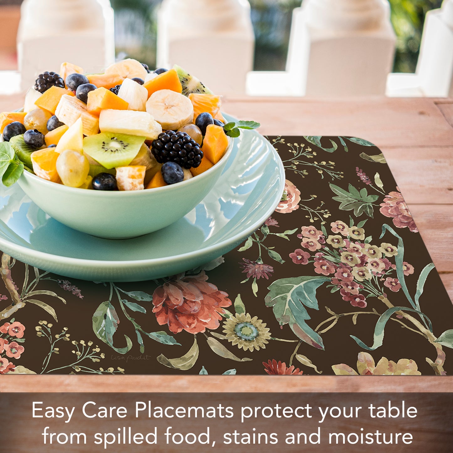 CounterArt Floral Study 4 Pack Reversible Easy Care Flexible Placemats Made in the USA