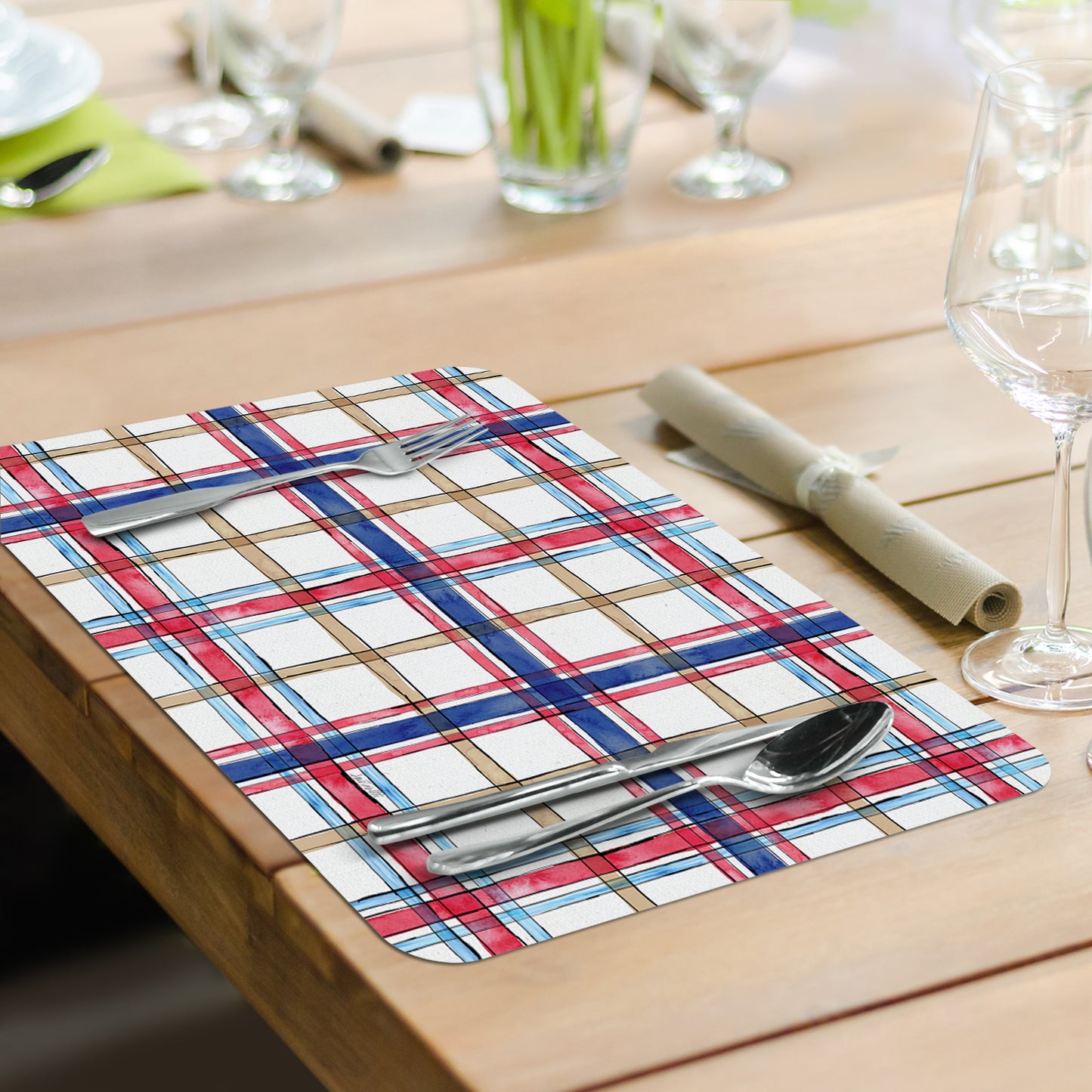 CounterArt Strawberry Garden 4 Pack Reversible Easy Care Flexible Placemats Made in the USA