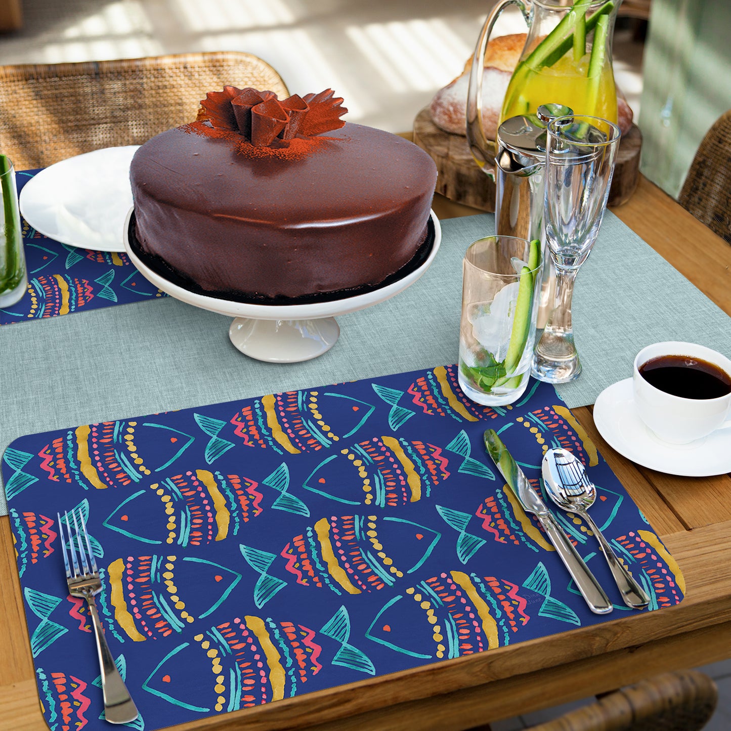 CounterArt Along The Coast 4 Pack Reversible Easy Care Flexible Placemats Made in the USA
