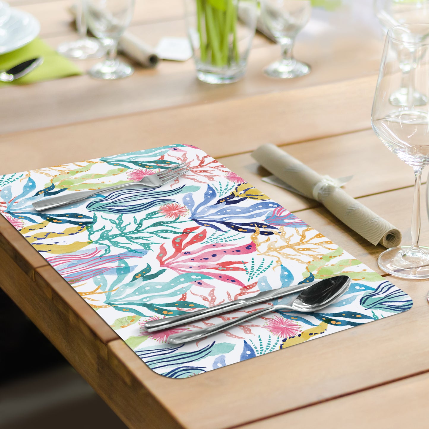 CounterArt Along The Coast 4 Pack Reversible Easy Care Flexible Placemats Made in the USA