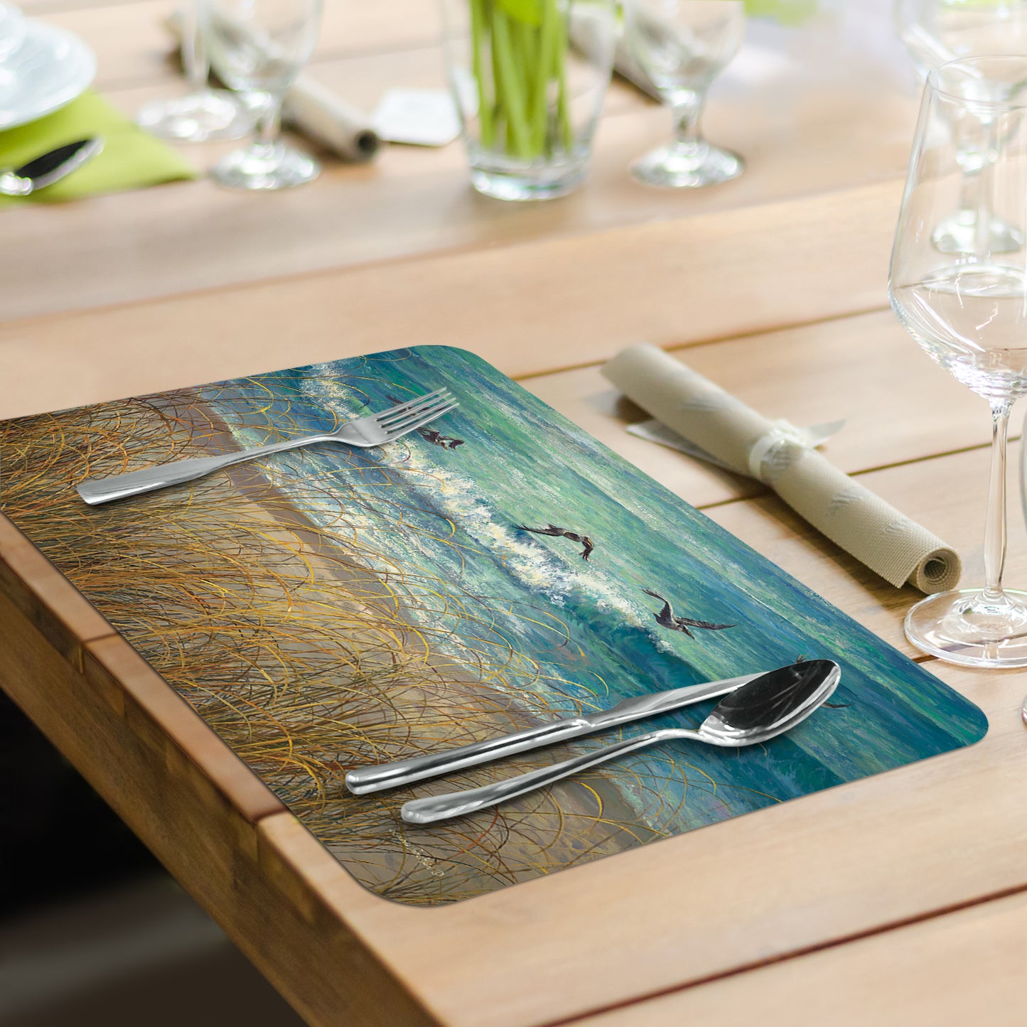 CounterArt Marco Island Birds 4 Pack Reversible Easy Care Flexible Placemats Made in the USA