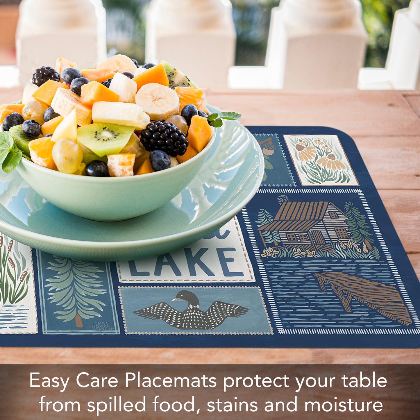 CounterArt Lakeside 4 Pack Reversible Easy Care Flexible Placemats Made in the USA