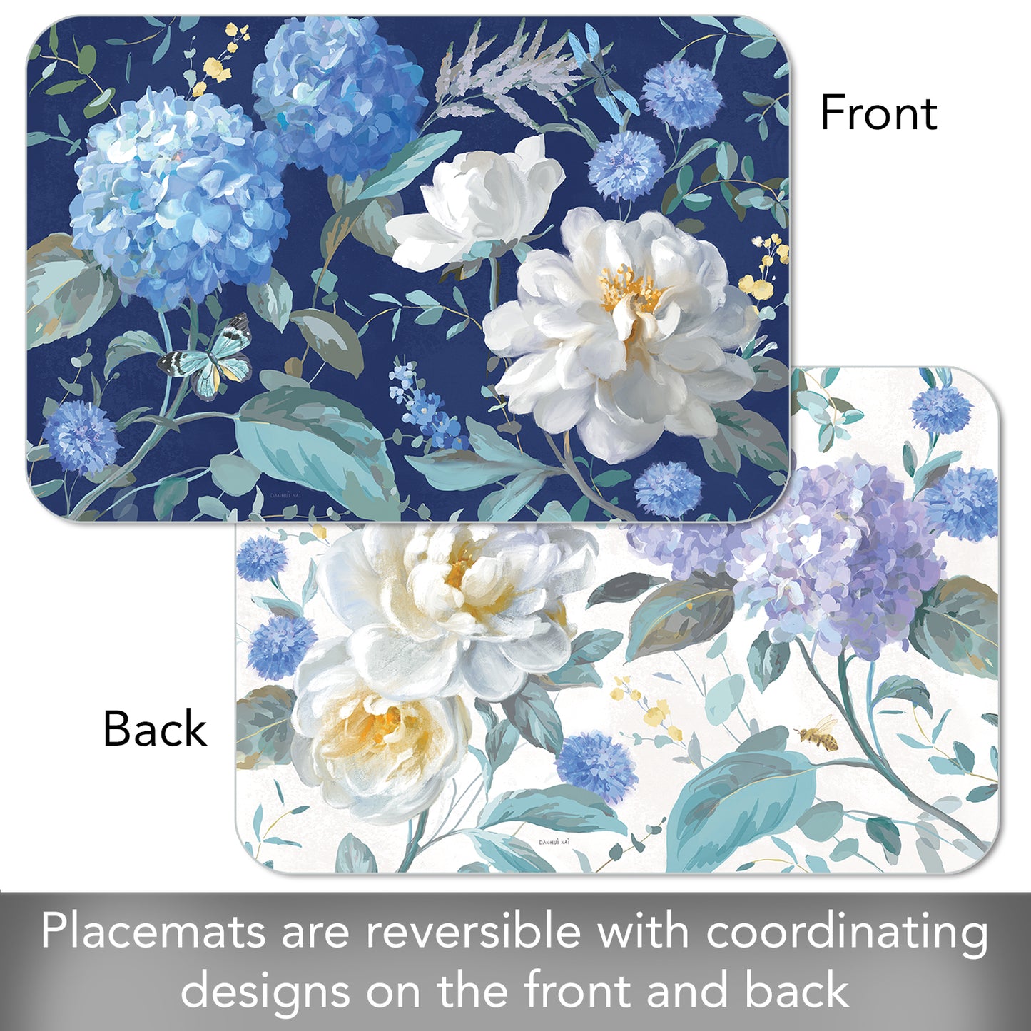 CounterArt Spring Morning Blooms 4 Pack Reversible Easy Care Flexible Placemats Made in the USA