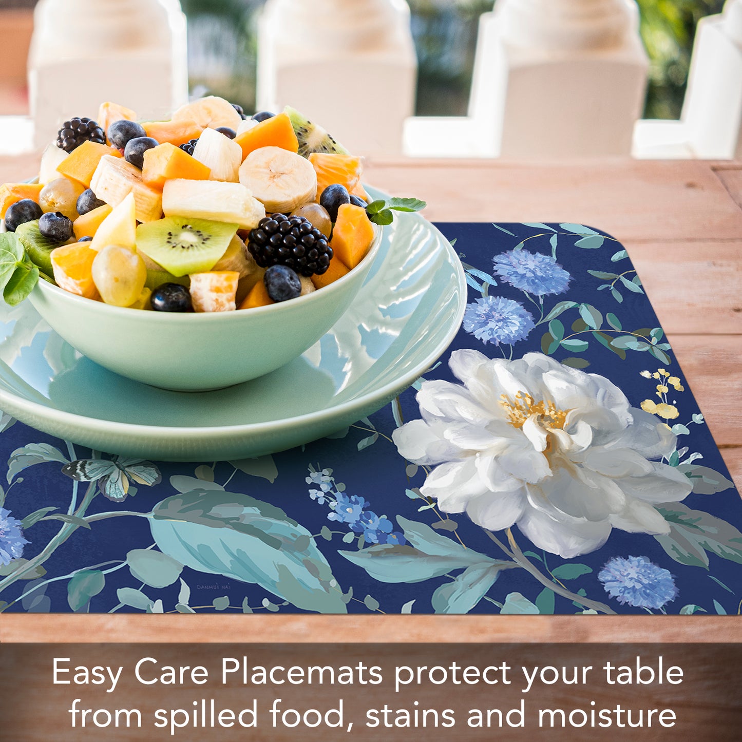CounterArt Spring Morning Blooms 4 Pack Reversible Easy Care Flexible Placemats Made in the USA