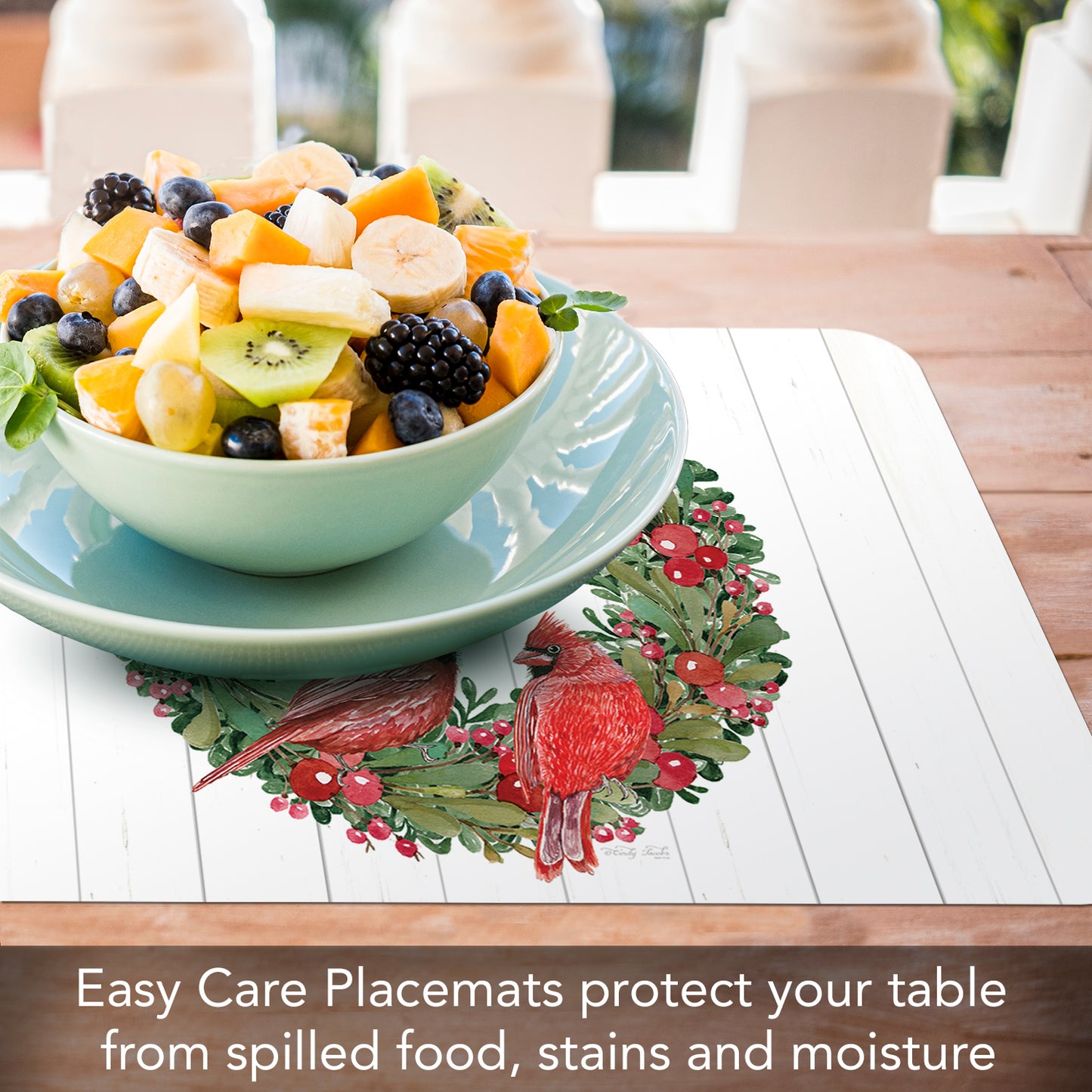 CounterArt Country Christmas 4 Pack Reversible Easy Care Placemats Made in the USA