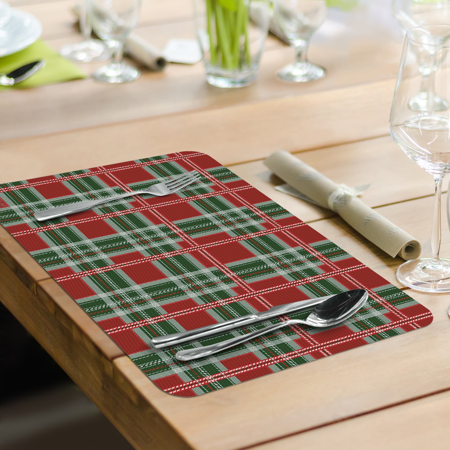 CounterArt Country Christmas 4 Pack Reversible Easy Care Placemats Made in the USA